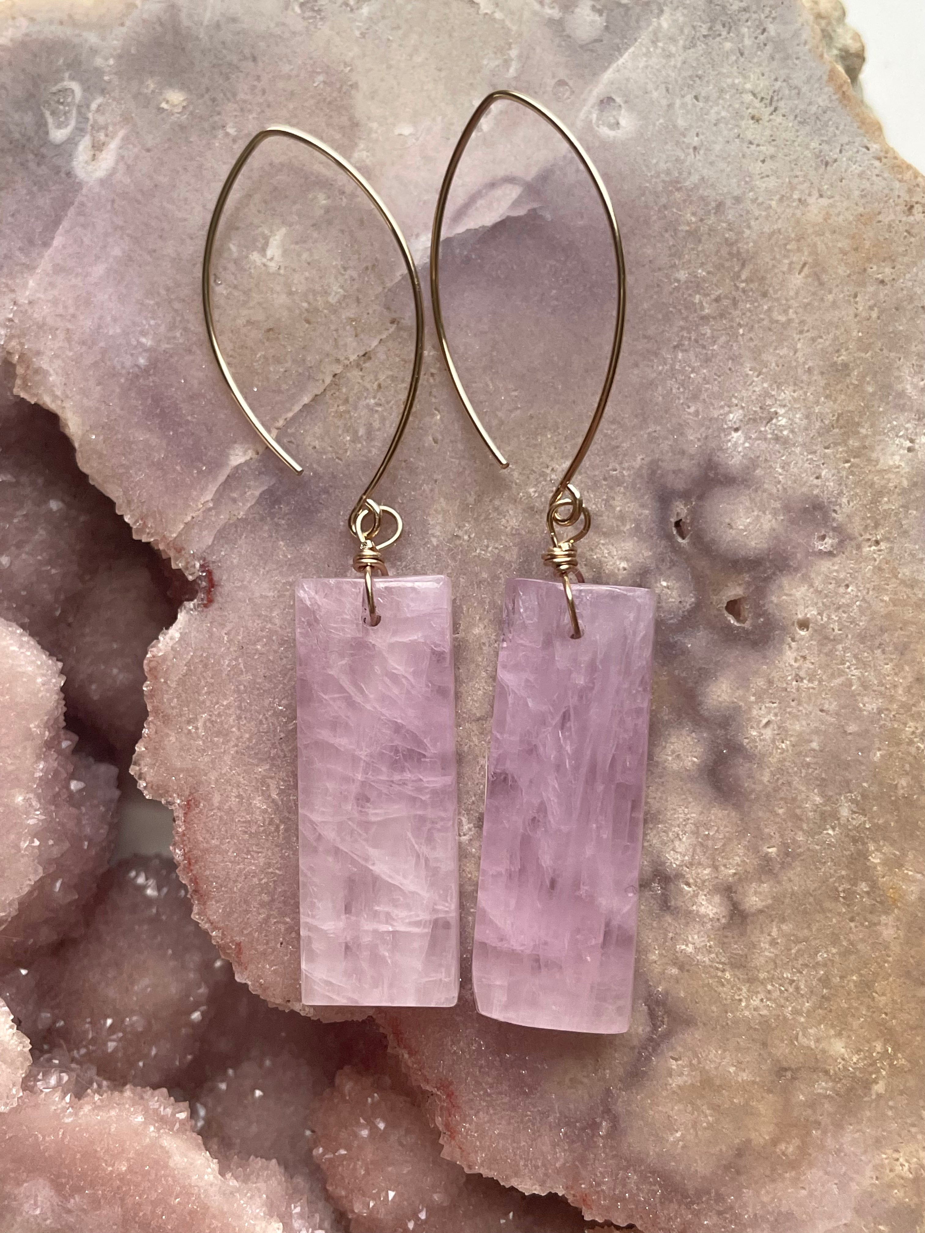 14K Gold Filled Kunzite Statement Earrings for Women - Elegant Dangle Drop Earrings for Wedding, Party & Special Occasions