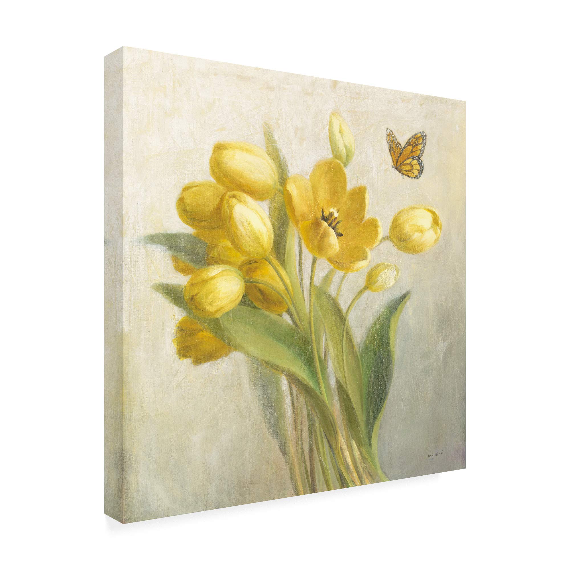 Danhui NAI Yellow French Tulips 18x18 Canvas Art Print - Floral Wall Decor for Living Room, Bedroom & Office | Trademark Fine Art