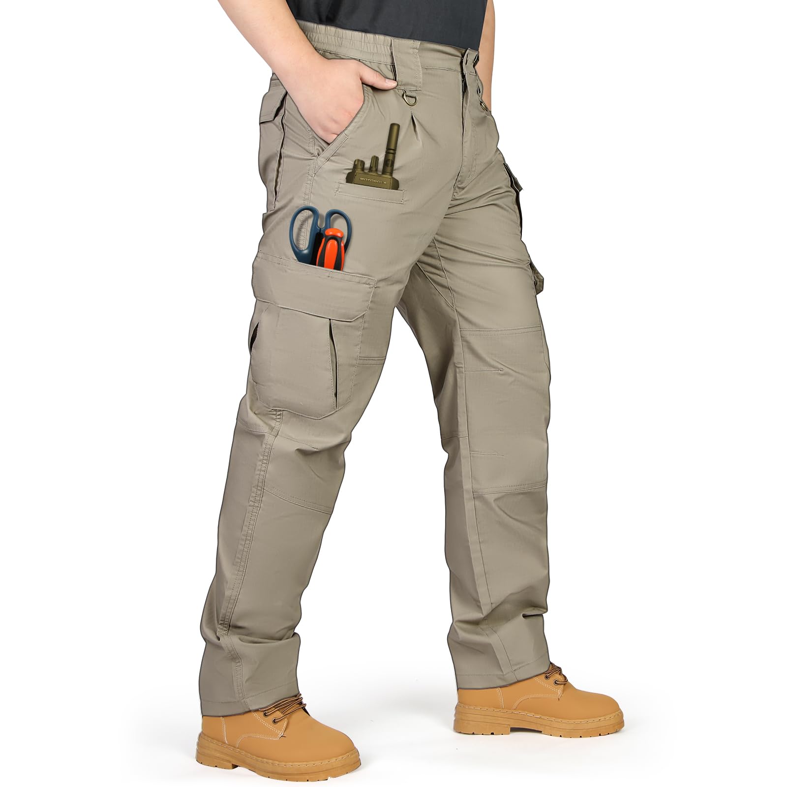 IGOLUMON Men's Stretch Tactical Pants - Breathable Ripstop Cargo Pants for Outdoor, Work & Hiking | Lightweight EDC Tactical Pants for Men | Perfect for Camping, Travel & Everyday Wear