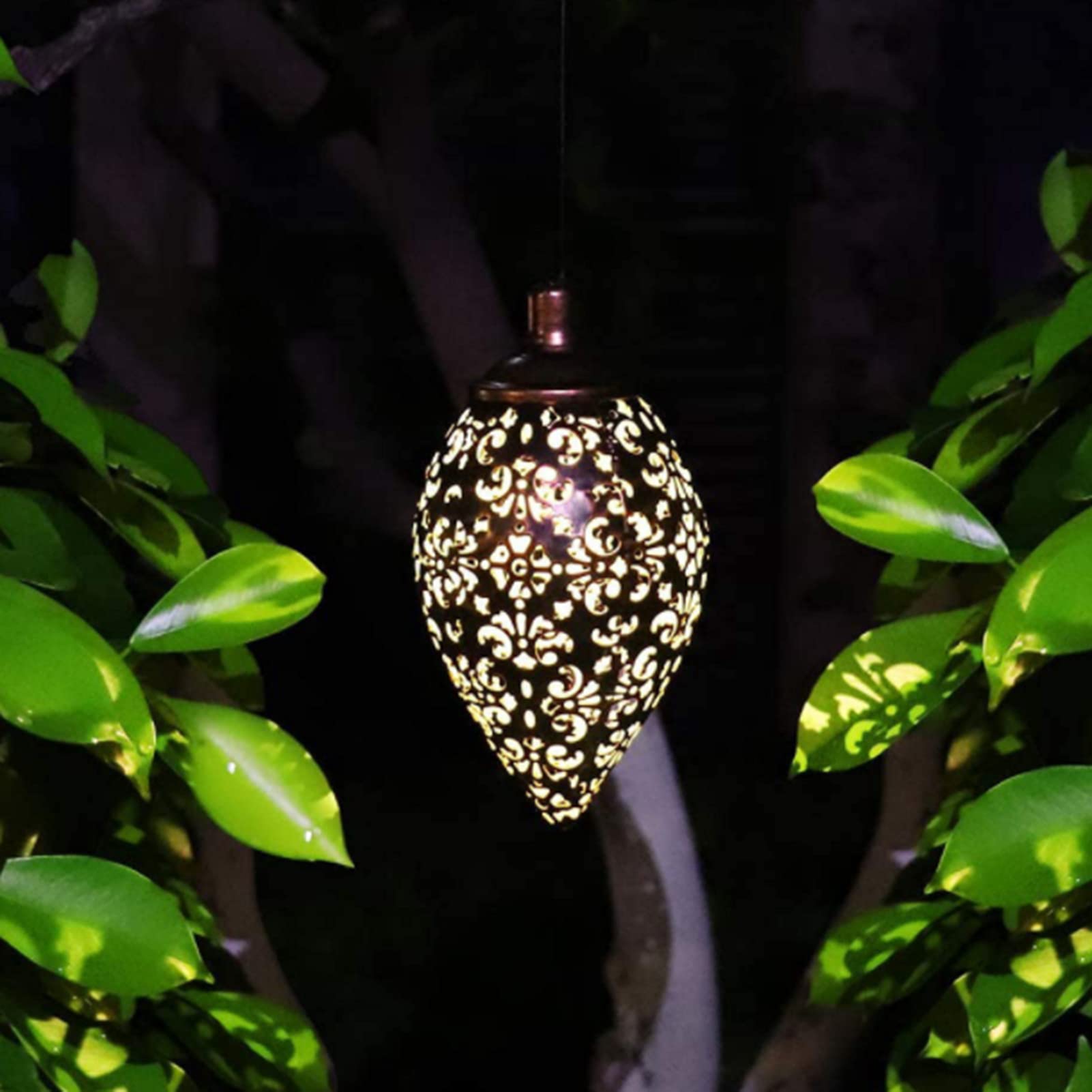 Solar Powered Hanging Lanterns - Waterproof Outdoor Garden Lights for Pathways, Patios & Decks - Decorative Hollow Pendant Lamps for Indoor/Outdoor Use - Perfect for Backyard, Porch & Landscape Lighting