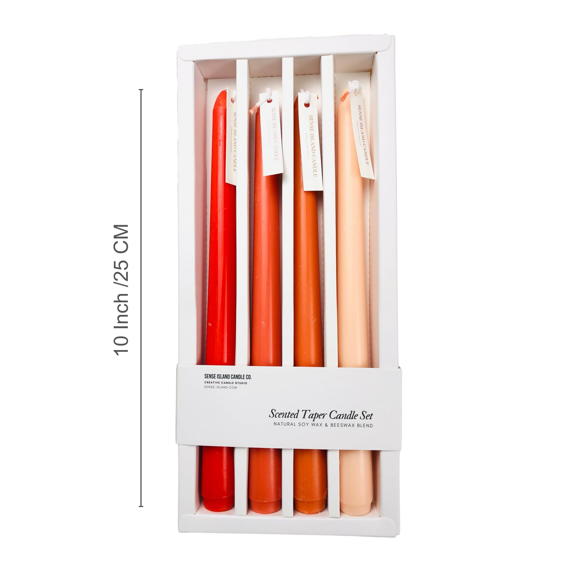 10'' Orange Ombre Fall Taper Candles Set of 4 | Citrus Scented Candlesticks for Thanksgiving, Autumn Decor & Holiday Centerpieces