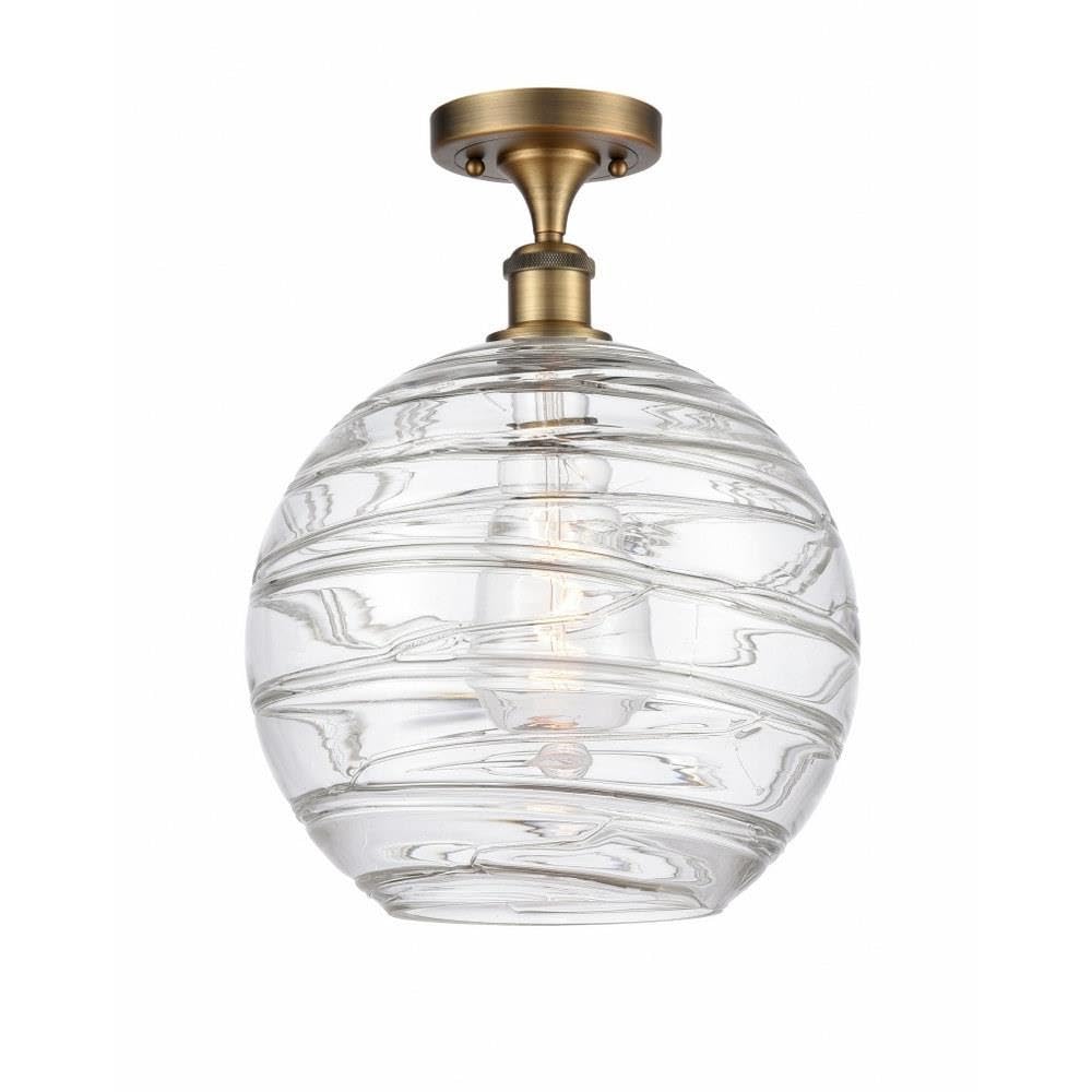 Extra Large Deco Swirl 1-Light Semi-Flush Mount Ceiling Light Fixture - Brushed Brass Finish - Ballston Collection - Perfect for Dining Room, Bedroom or Entryway Lighting