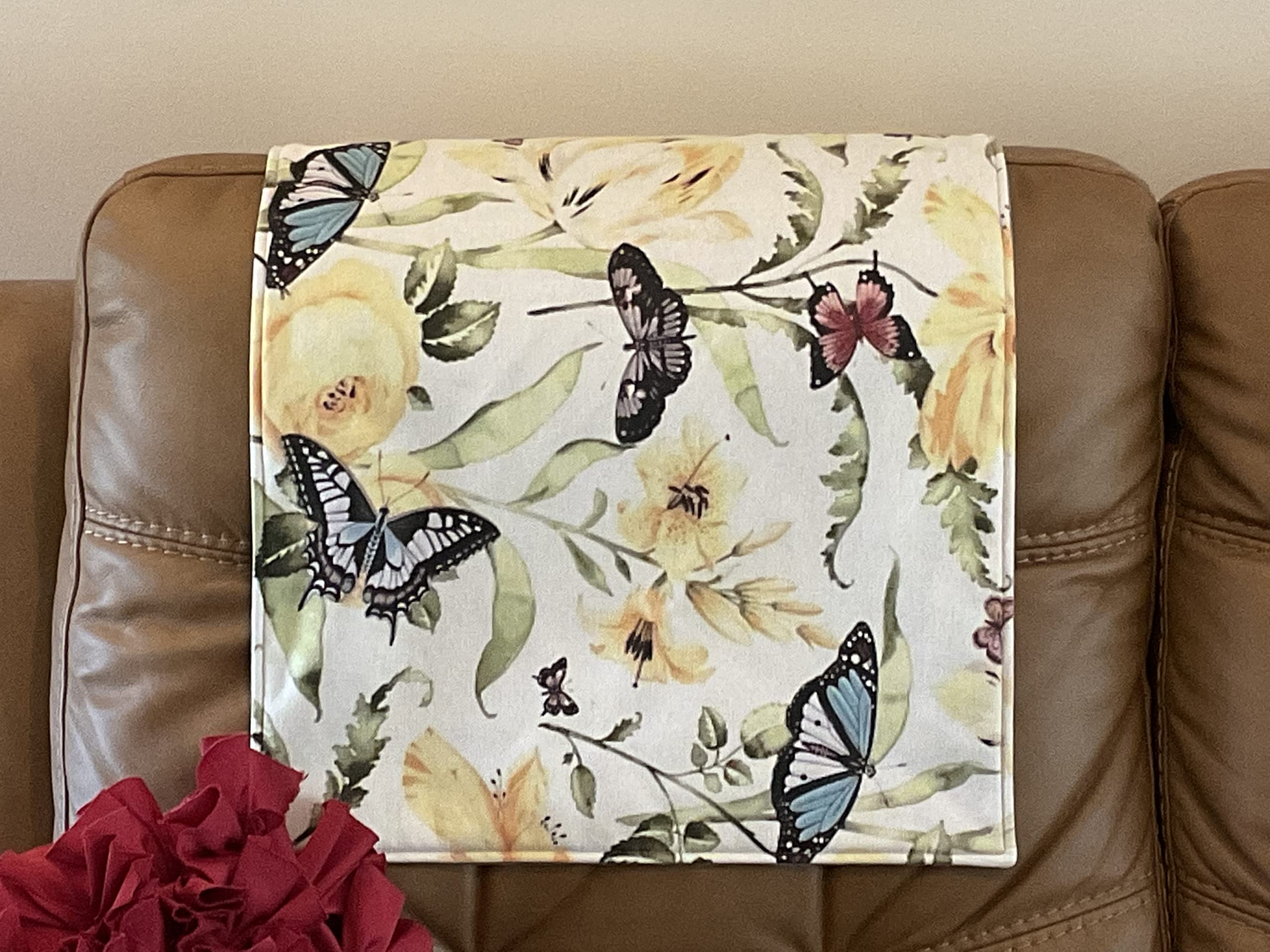 Butterfly Print Headrest Cover - Universal Fit for Recliners, Chairs, Sofas, Loveseats & Office Furniture - Premium Slipcover Protector for Home, RV & Theater Seating - Perfect Housewarming Gift (Bittlemen Co) - Great for Living Rooms, Home Theaters & Office Spaces