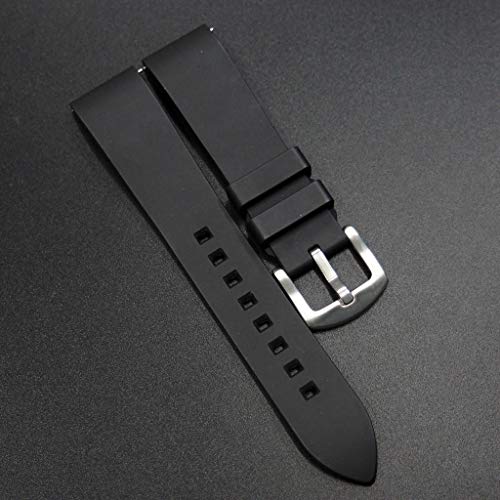 22mm Premium Black Straight End Rubber Watch Band with Buckle & Quick Release Spring Bars - Durable Replacement Strap for Men's & Women's Watches - Perfect for Swimming, Sports & Everyday Wear