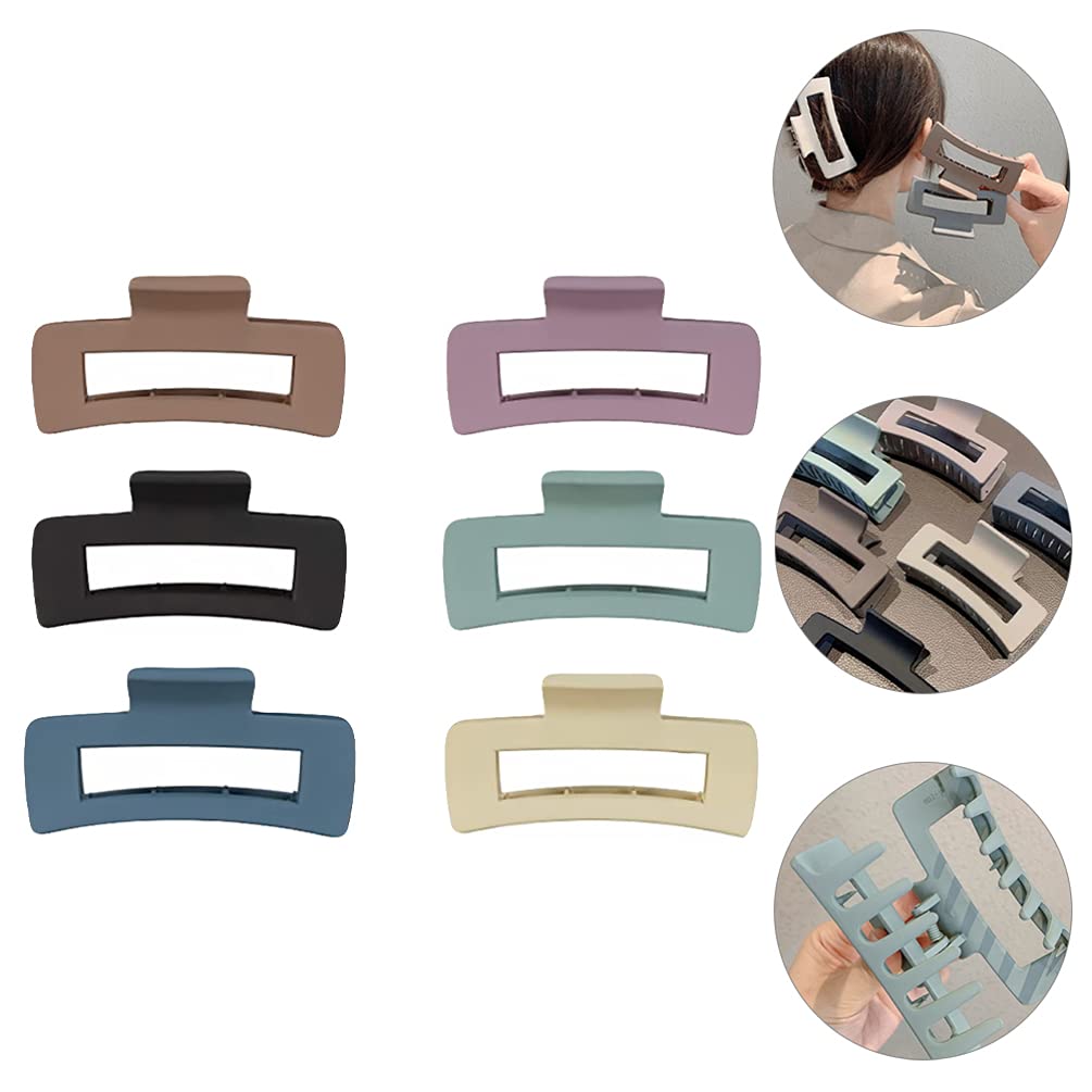EXCLUZO 6pcs Non-Slip Large Hair Claw Clips for Women & Girls - Matte Finish Big Hair Clips for Thick Hair, Ponytails & Updos - Perfect for Work, Gym, Weddings & Everyday Styling