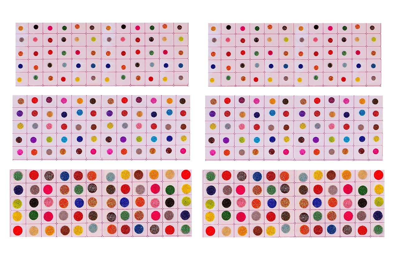 Stylish Multicolor Round Bindi for Women - Pack of 6 | Perfect for Festivals & Weddings