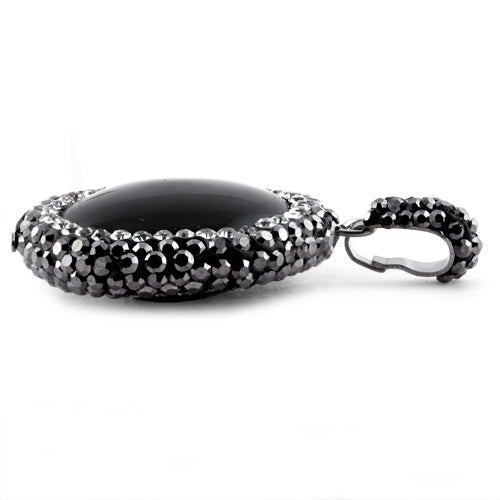 Stainless Steel Black Round Stone CZ Pendant Necklace for Women - Elegant Jewelry Gift for Birthday, Anniversary & Special Occasions