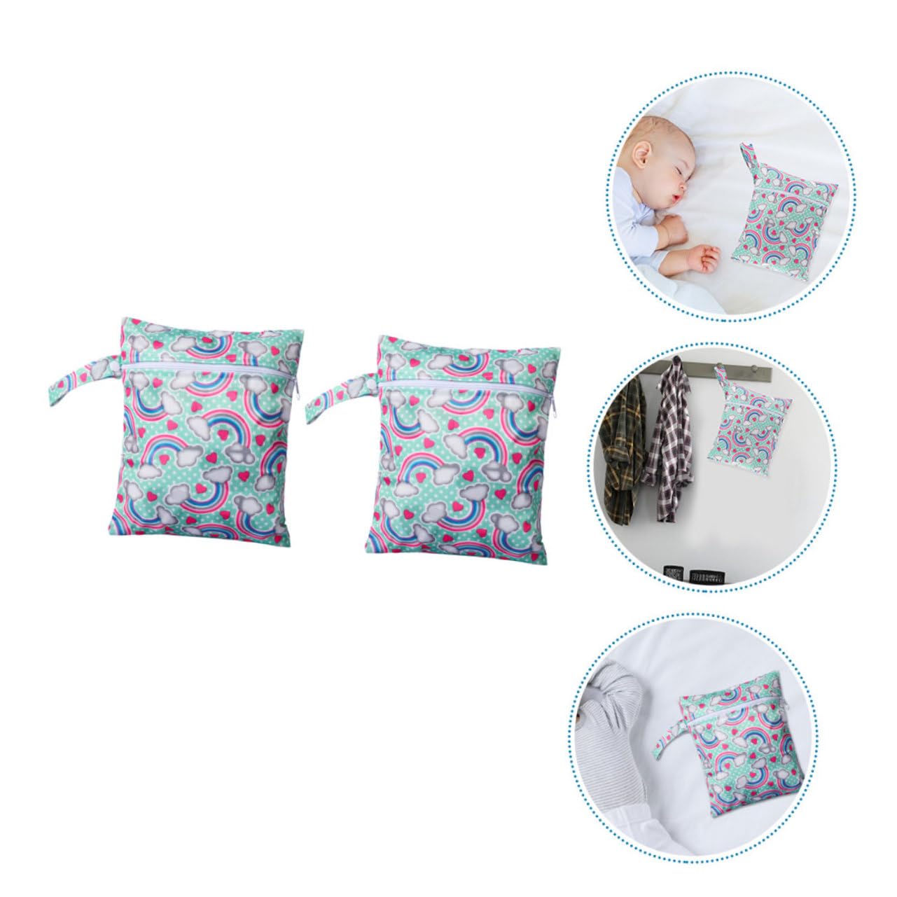 Waterproof Cartoon Print Diaper Bag - Portable Baby Diaper Organizer with Hanging Storage | Perfect for Travel, Daycare & On-the-Go Parents