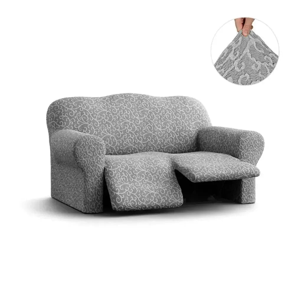 2 Seater Recliner Slipcover - Jacquard 3D Collection Sofa Cover | Stretchable Furniture Protector for Living Room, Bedroom & Home Decor