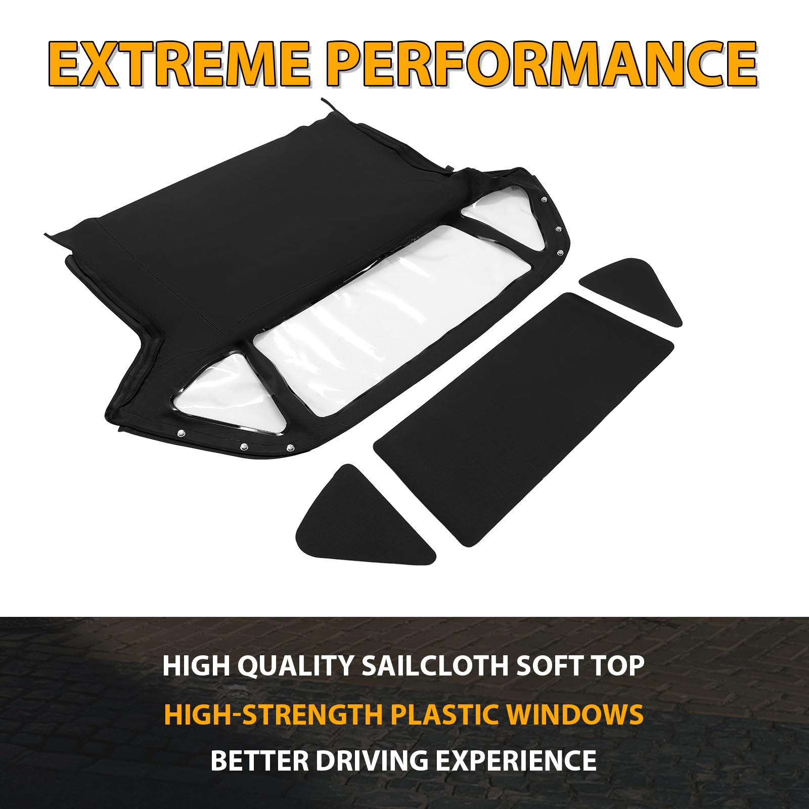KUAFU Convertible Soft Top for 1970-1980 MG Midget - Black Sailcloth Vinyl Top with Clear Plastic Window | Replacement Car Roof for Classic MG Midget Roadster | Perfect for Sunny Day Cruising & Car Shows