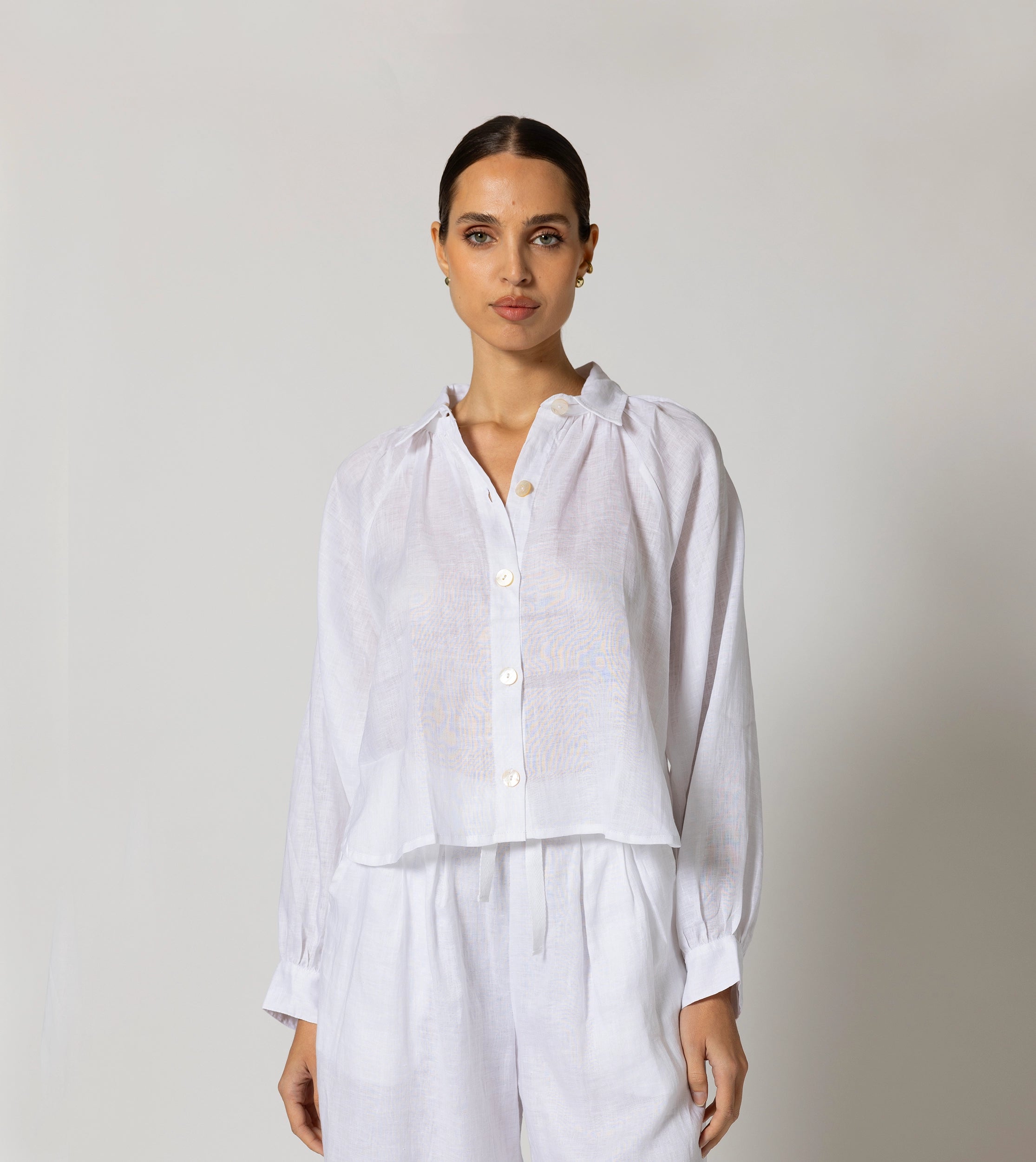 Elegant White Negara Blouse for Women - Perfect for Office Wear, Casual Outfits & Special Occasions