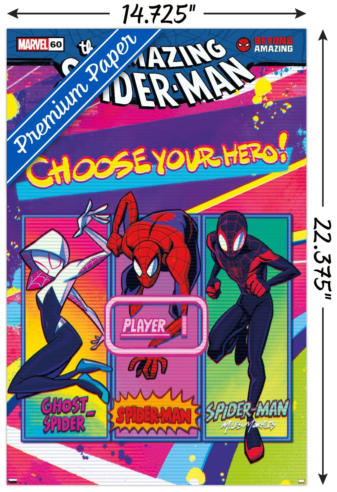 Marvel Comics Spider-Man: Beyond Amazing Wall Poster - 22.4x14.7 Inches Premium Unframed Superhero Decor for Bedroom, Game Room & Office