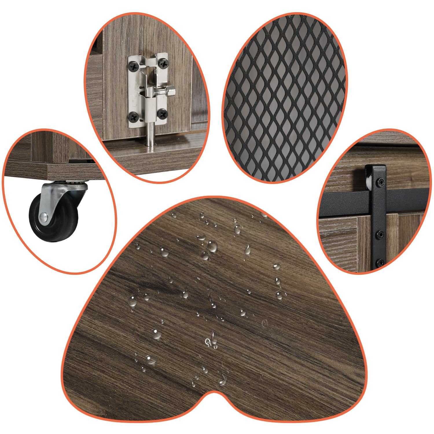 LINLUX 47 Inch XL Heavy Duty Wooden Dog Crate Furniture - Indoor Dog Kennel with Sliding Doors, Wheels & Flip-Top Plate for Extra Large Dogs - Perfect for Living Room, Bedroom or Office Pet Enclosure