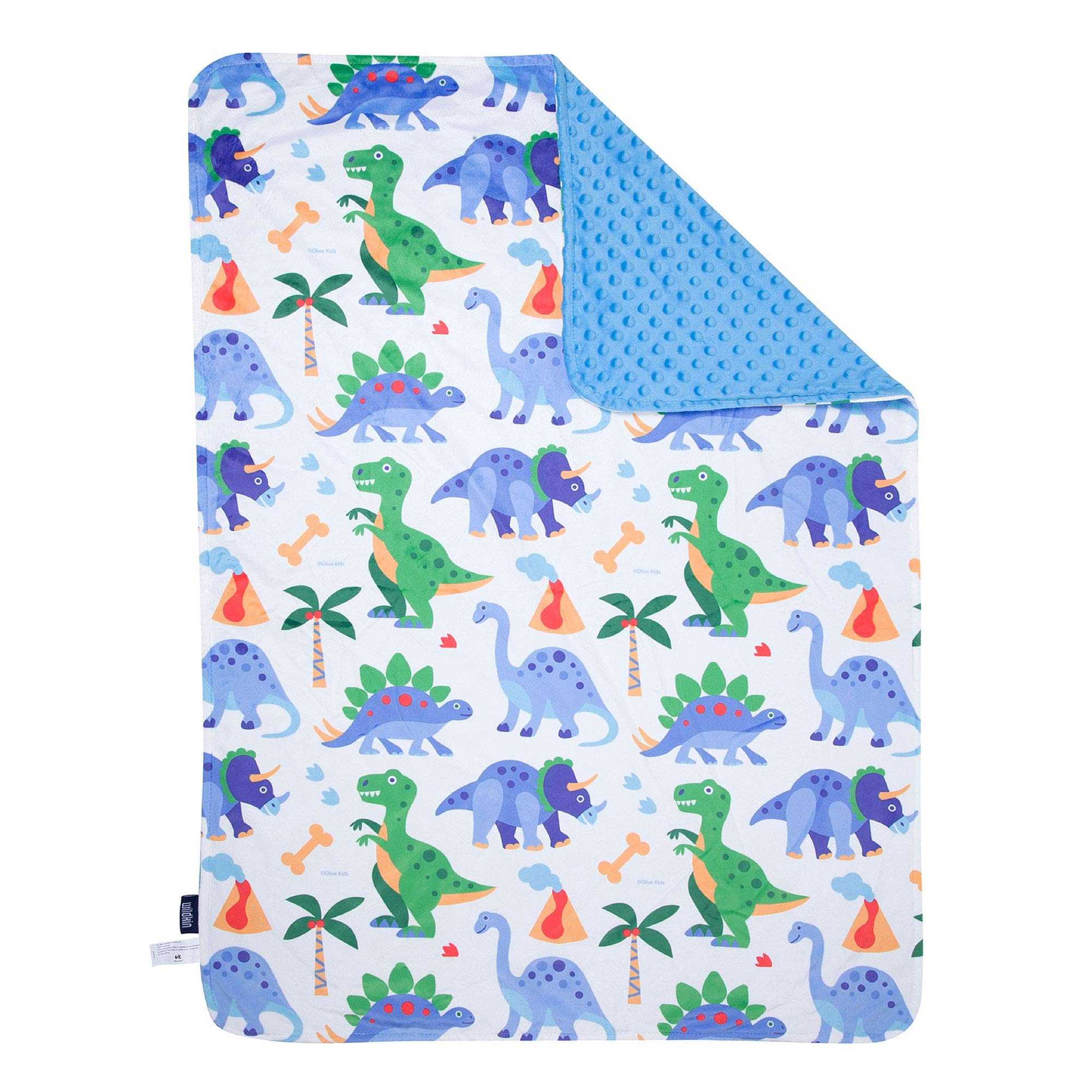 Wildkin Dinosaur Land Plush Blanket Bundle - 5 Piece Twin Bed in a Bag Set | Ultra Soft Cotton Blanket for Kids & Adults | Perfect for Bedroom, Dorm Room, Sleepovers & Cozy Movie Nights