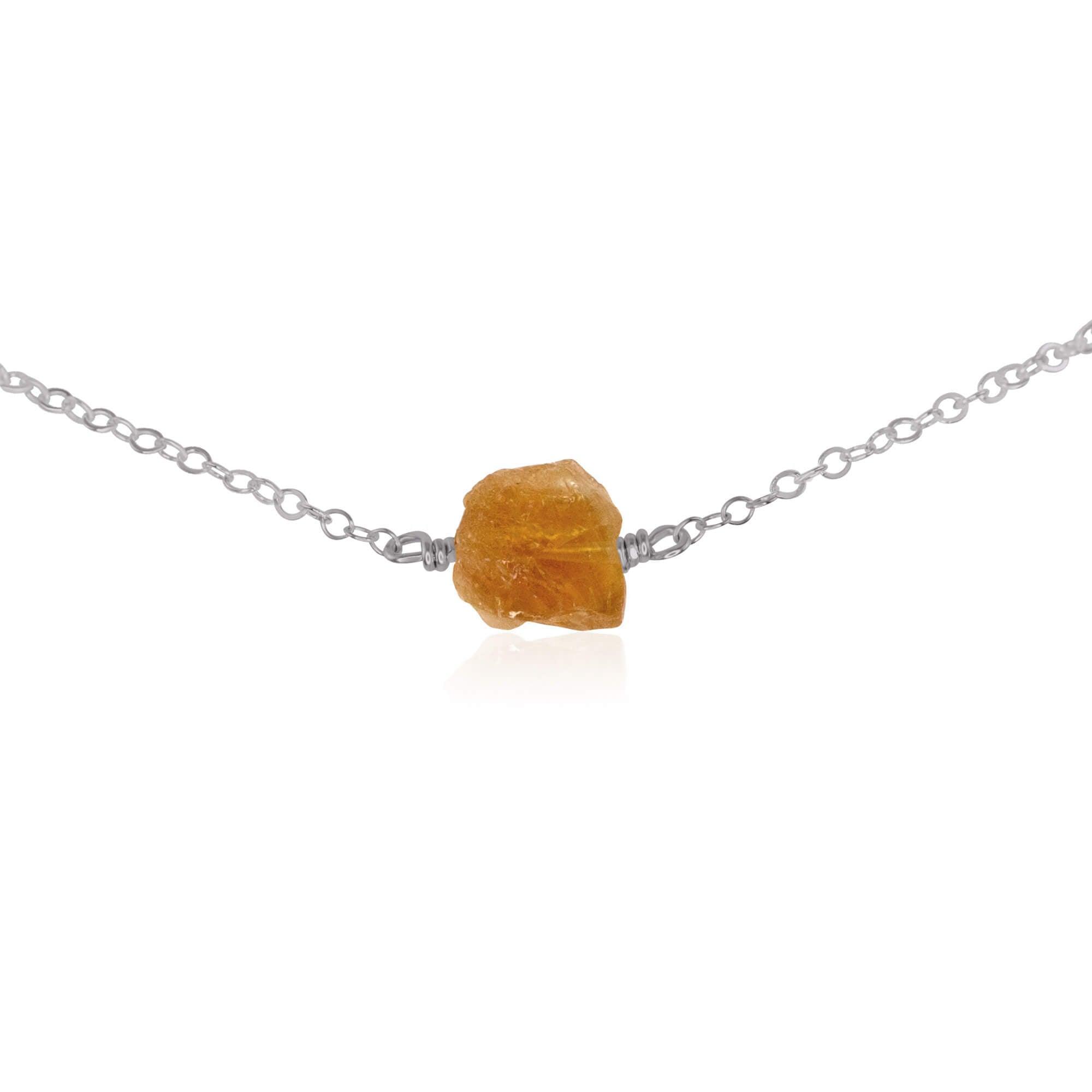 Natural Tiny Raw Citrine Crystal Nugget Choker Necklace - Healing Stone Jewelry for Energy & Positivity | Perfect for Meditation, Yoga & Spiritual Gifts