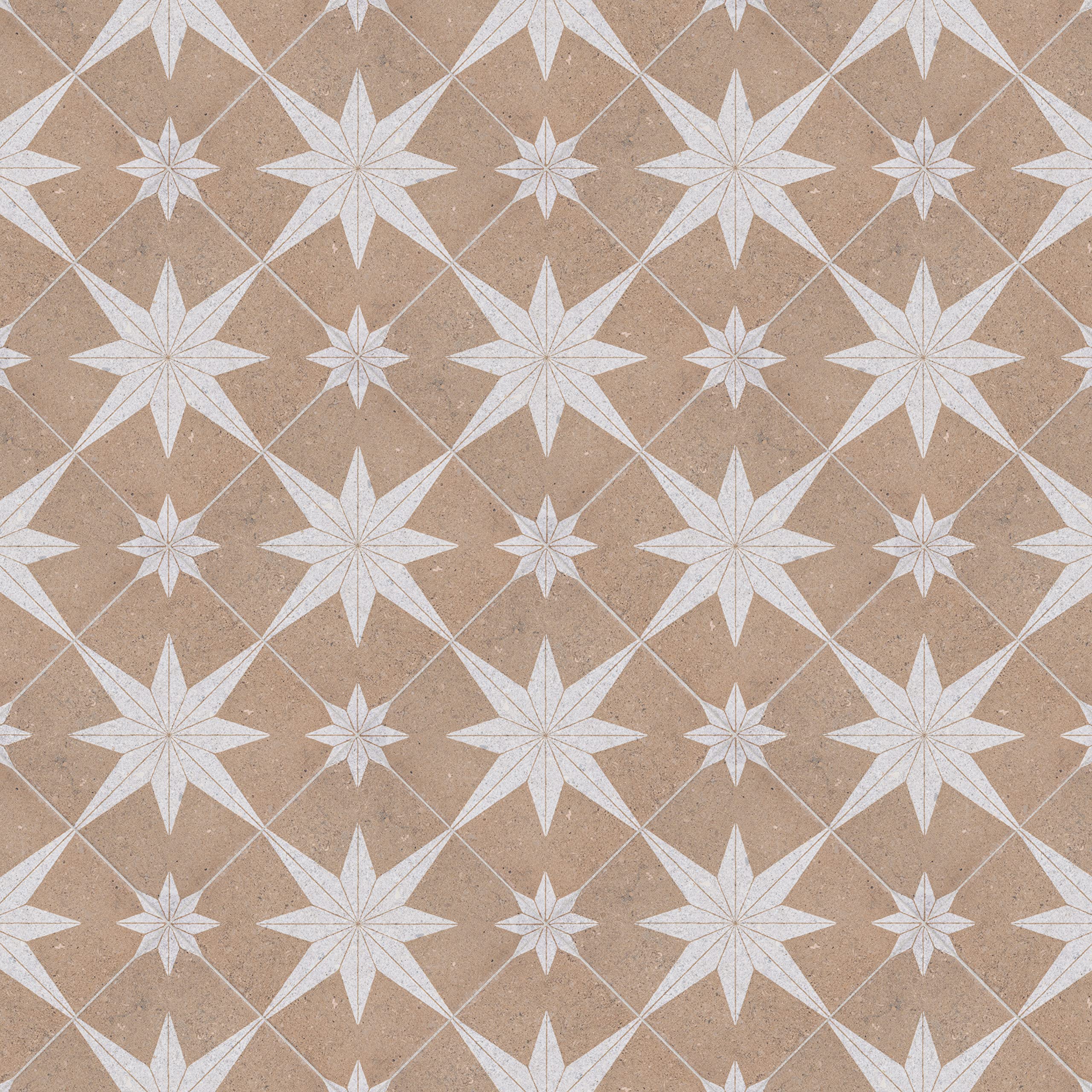 Merola Tile Compass Star Sand Stone 8x8 Inch Porcelain Floor & Wall Tile - Perfect for Kitchen Backsplash, Bathroom & Living Room Decor