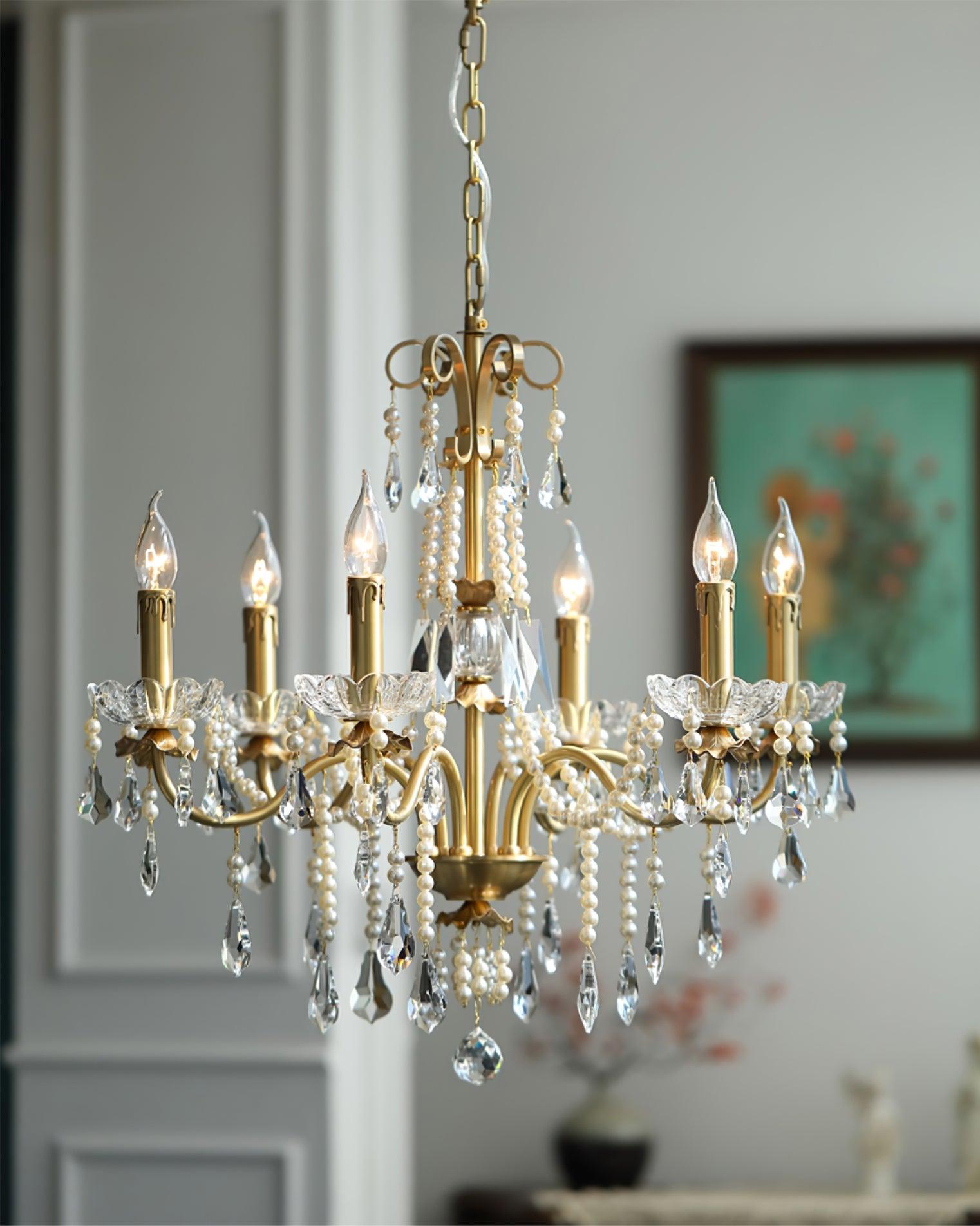 Elegant Crystal Pearl Chandelier - Modern Luxury Ceiling Light Fixture for Dining Room, Bedroom & Living Room Decor