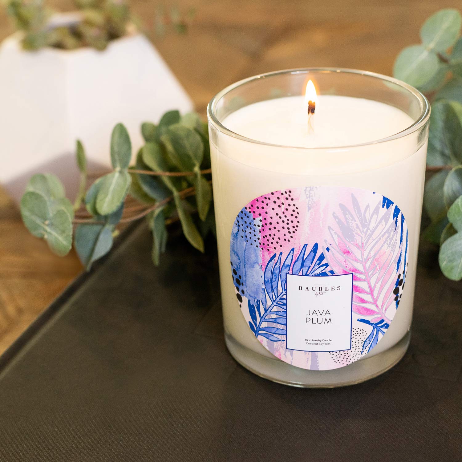 Baubles Java Plum Scented Premium Candle with Hidden Surprise Earring | 18 oz Large Soy Candle | Made in USA | Parrafin-Free | Perfect for Home Decor, Romantic Gifts & Self-Care Relaxation