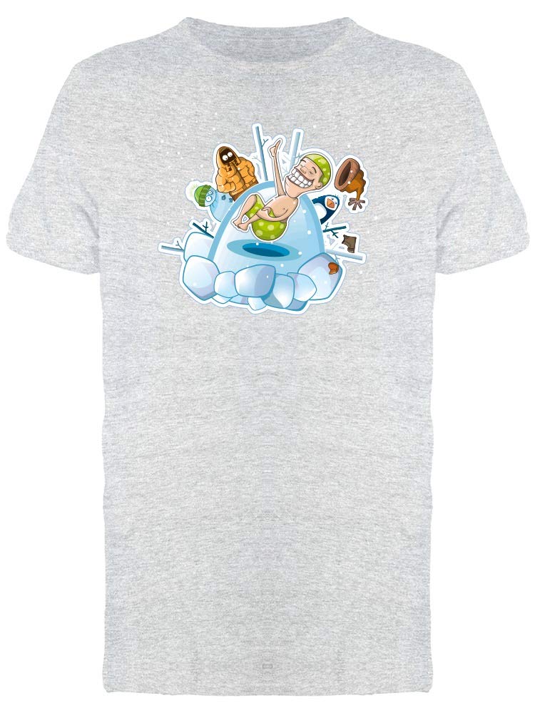 Funny Men's Ice Swimming T-Shirt - Cool Graphic Tee for Winter Sports & Outdoor Adventures
