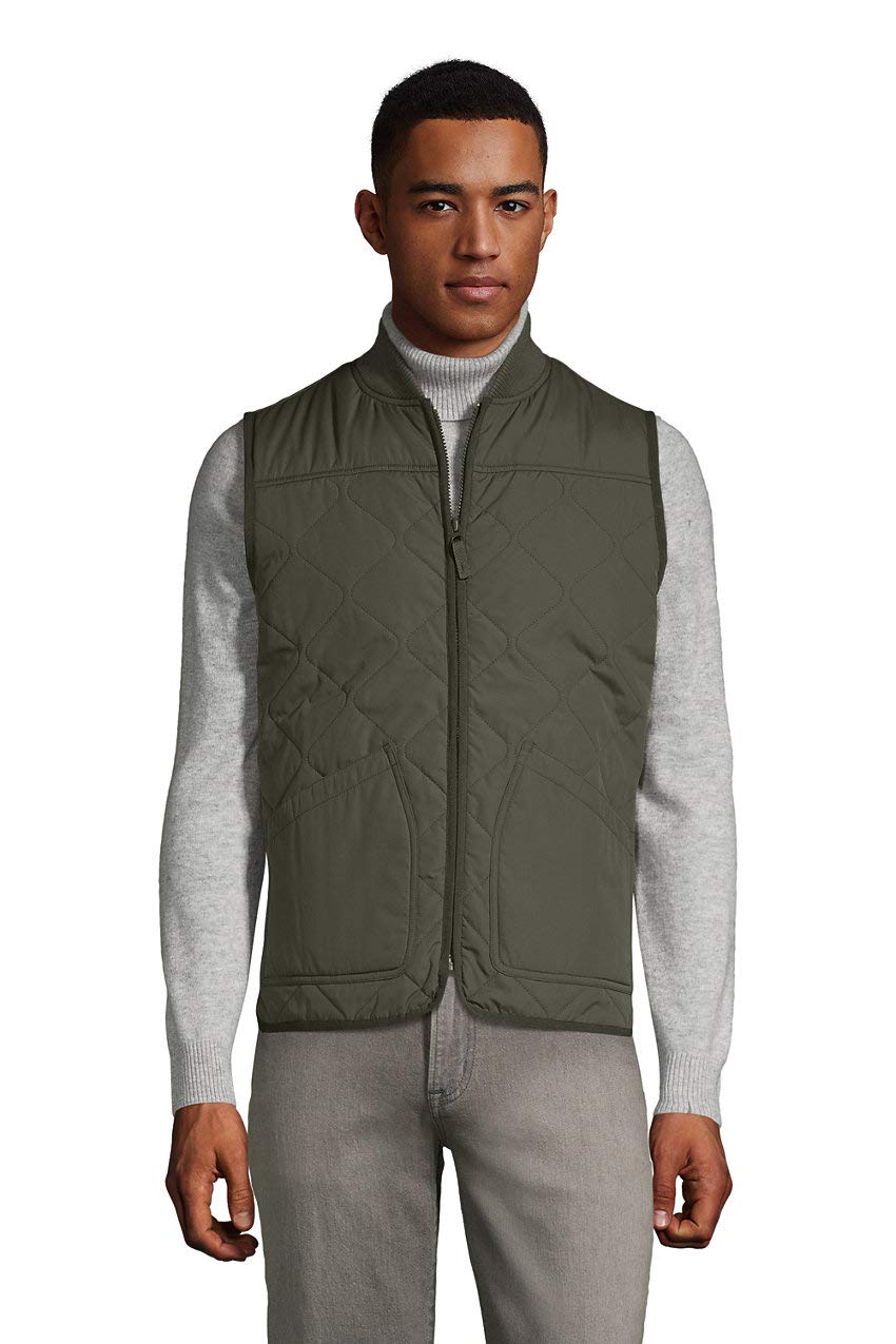 Lands' End Men's Insulated Quilted Vest - Warm Winter Puffer Vest for Outdoor Activities, Hiking & Casual Wear