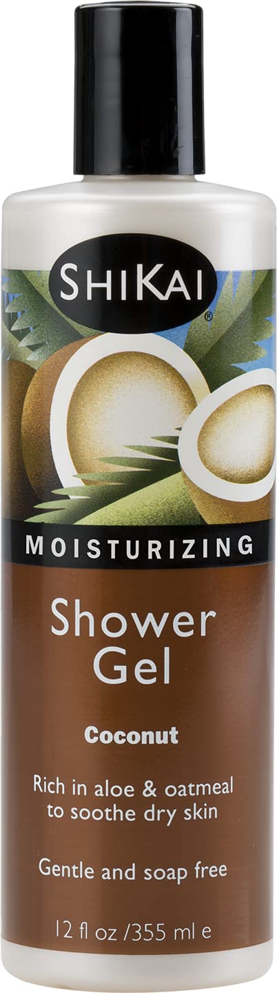 ShiKai Coconut Moisturizing Shower Gel - 12 oz | Soap-Free Formula with Aloe Vera & Oatmeal | Gentle Cleanser for Dry, Sensitive Skin | Softens & Hydrates for Healthy Glow | Perfect for Daily Shower & Post-Workout Refreshment