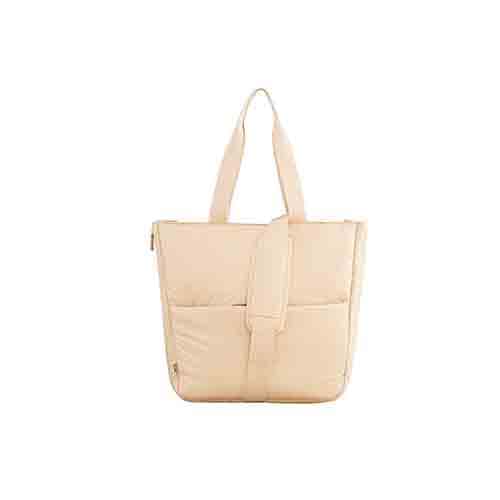Expandable Beige Tote Bag - Stylish & Spacious for Travel, Shopping, and Everyday Use