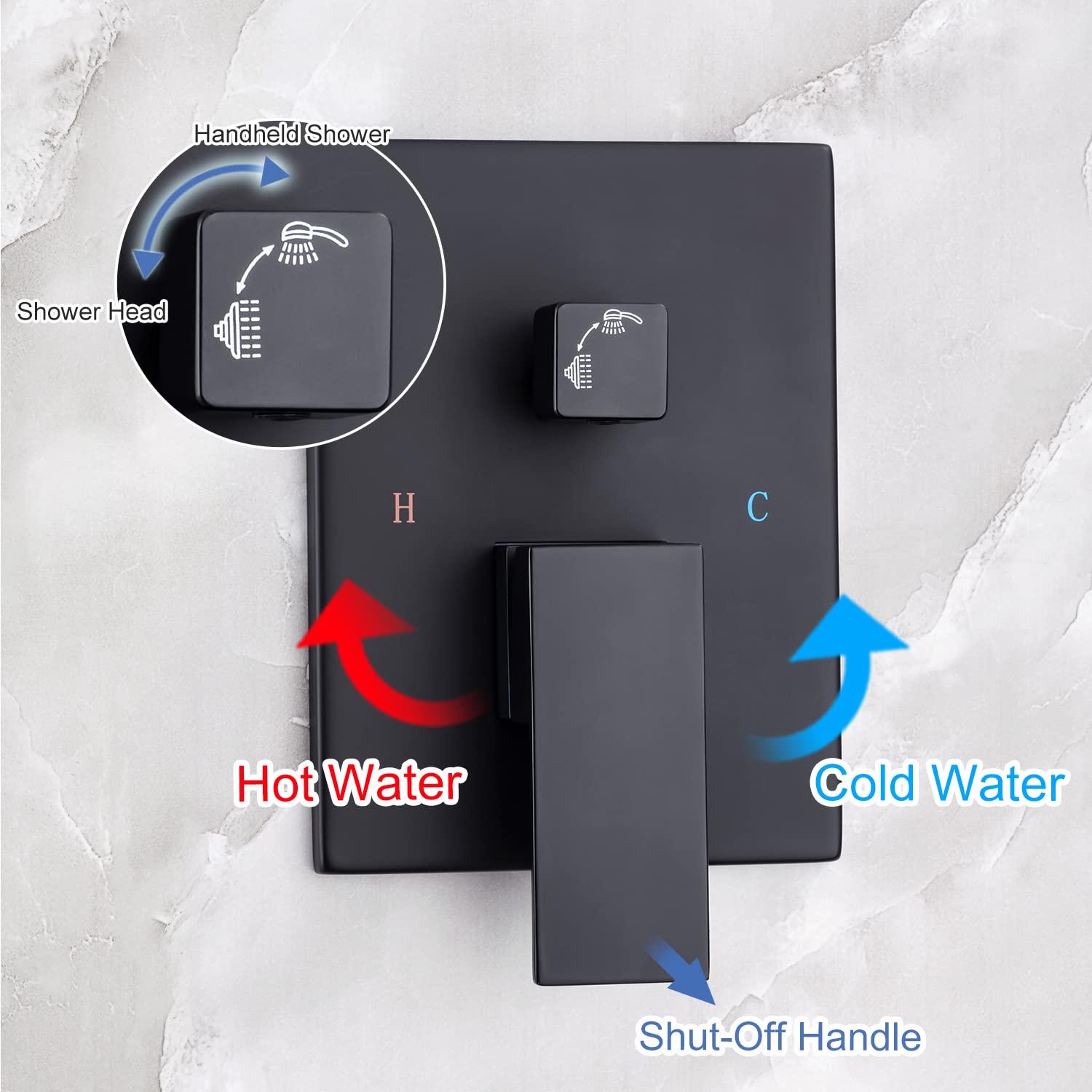 Luxury Matte Black 12 Inch Square Rain Shower Head System - Wall Mounted Rainfall Shower Combo Set with Faucet Rough-in Valve (Perfect for Modern Bathroom & Spa Experience)