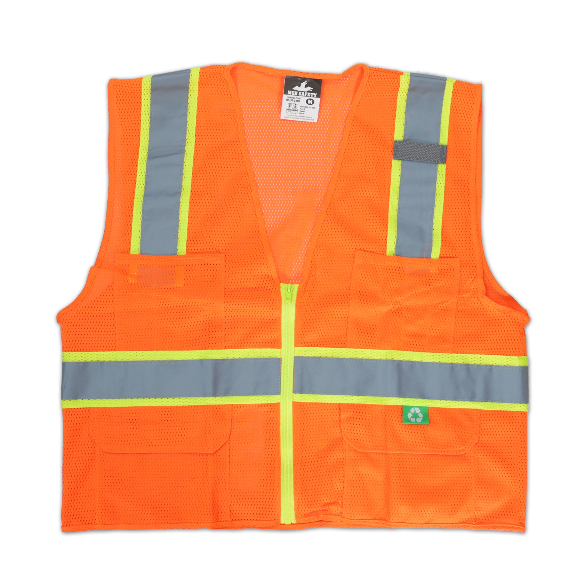 High Visibility Orange Safety Vest with Zipper - Reflective Work Vest for Construction, Road Workers & Outdoor Activities - ANSI Certified (1 Pack)