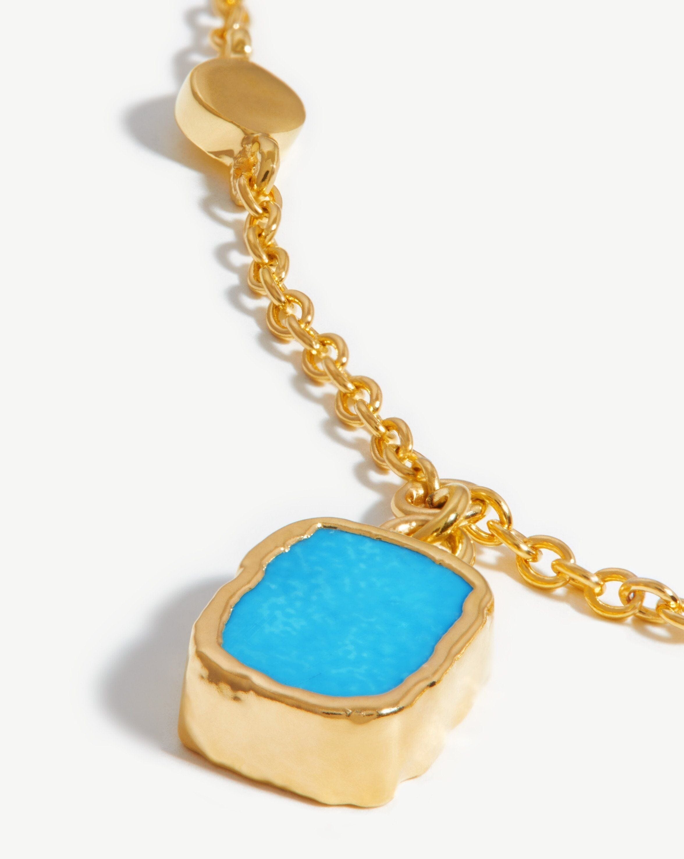 Lena Charm Choker Necklace - 18k Gold Plated Turquoise Pendant for Women | Elegant Layering Piece for Date Night, Wedding & Special Occasions