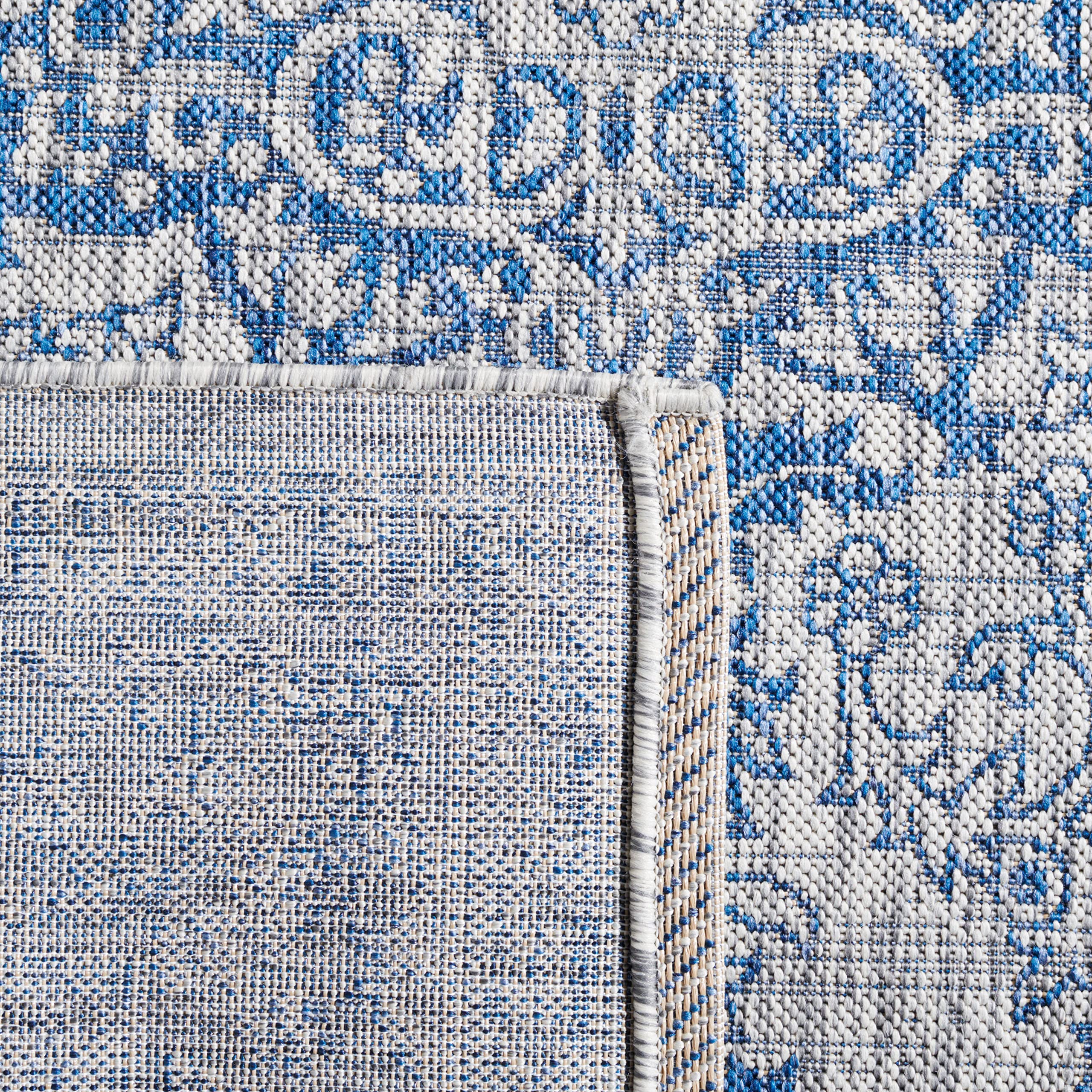 SAFAVIEH Courtyard Collection 8' x 11' Grey/Navy Indoor Outdoor Waterproof Area Rug - Easy to Clean, Perfect for Patio, Backyard, Mudroom & High Traffic Areas (Model CY8679)