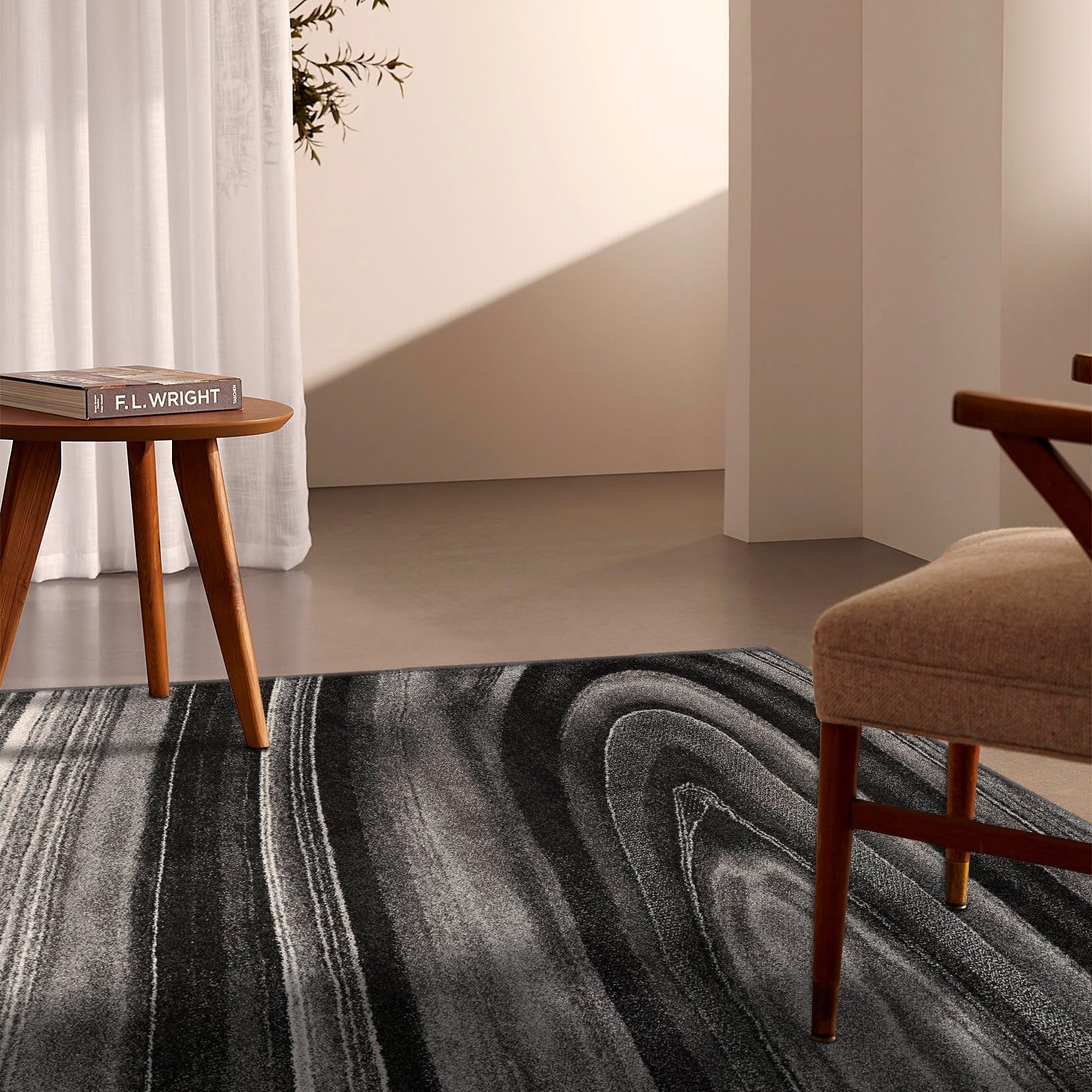 Premium New Zealand Plush Contemporary Scandinavian Grey Black Indoor Area Rug - 8' x 10' Soft & Durable for Living Room, Bedroom, Dining Room, Kitchen - Perfect for Cozy Home Decor & Modern Interior Design