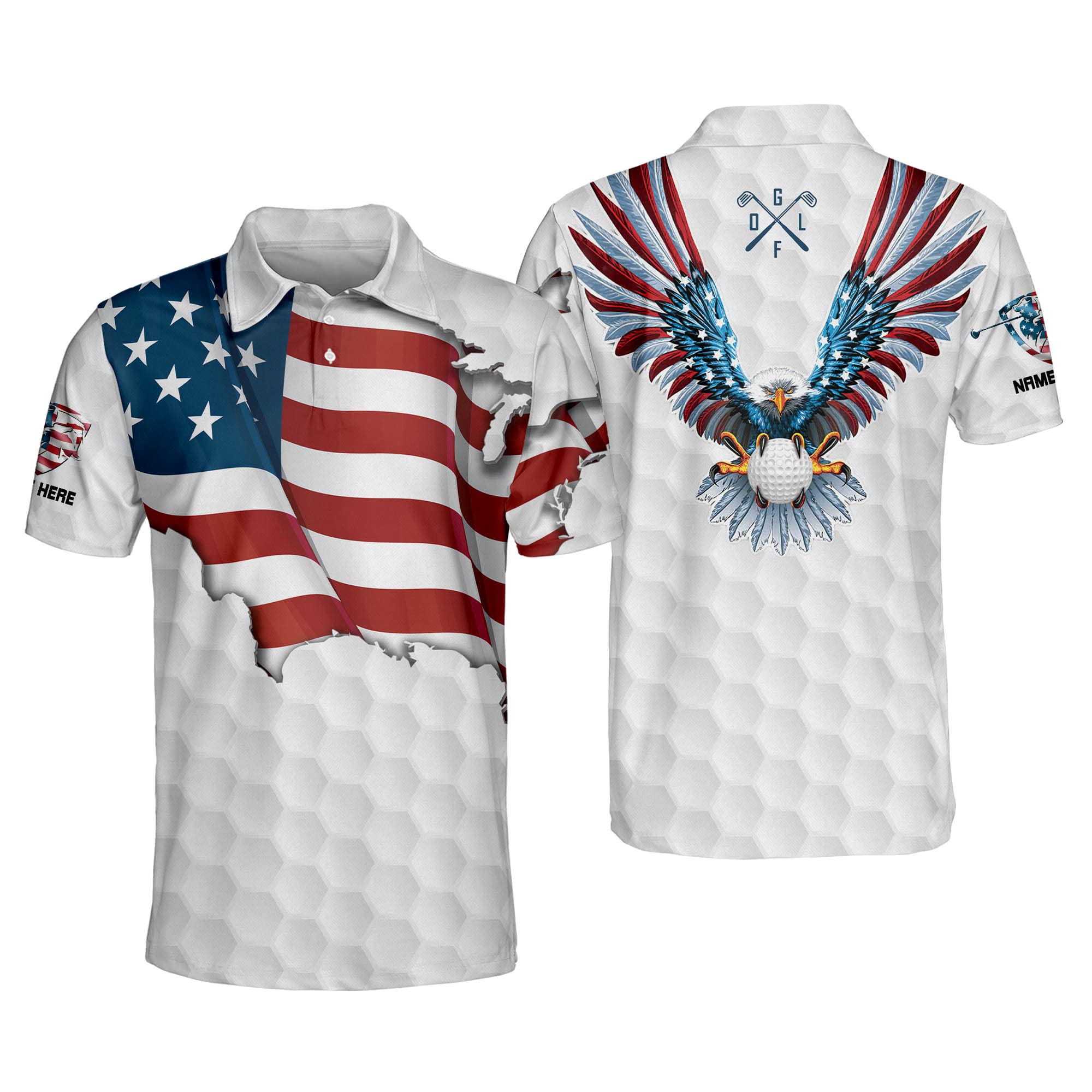 Custom Men's Golf Shirts - USA Flag Patriotic Dry Fit Polo for Golf & Casual Wear | Perfect for Golf Tournaments, 4th of July & Outdoor Activities