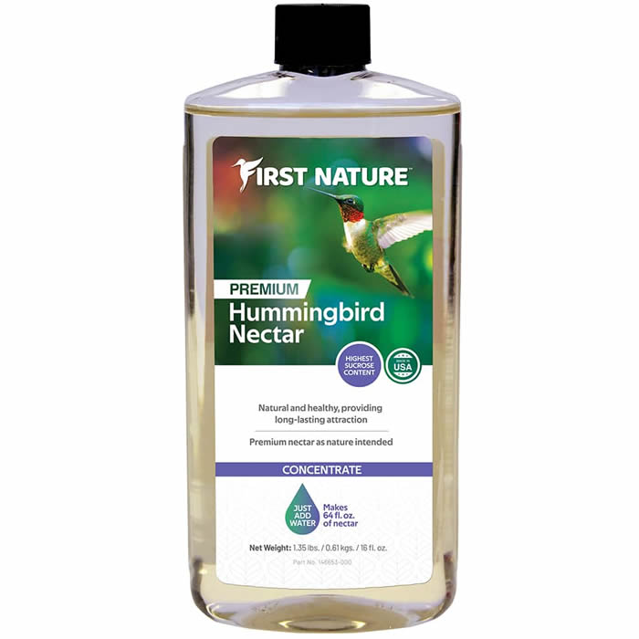 First Nature Clear Hummingbird Nectar Concentrate - 32 oz Ready-to-Mix Liquid for Hummingbird Feeders | Attracts Hummingbirds | Perfect for Backyard Bird Watching & Garden Decoration