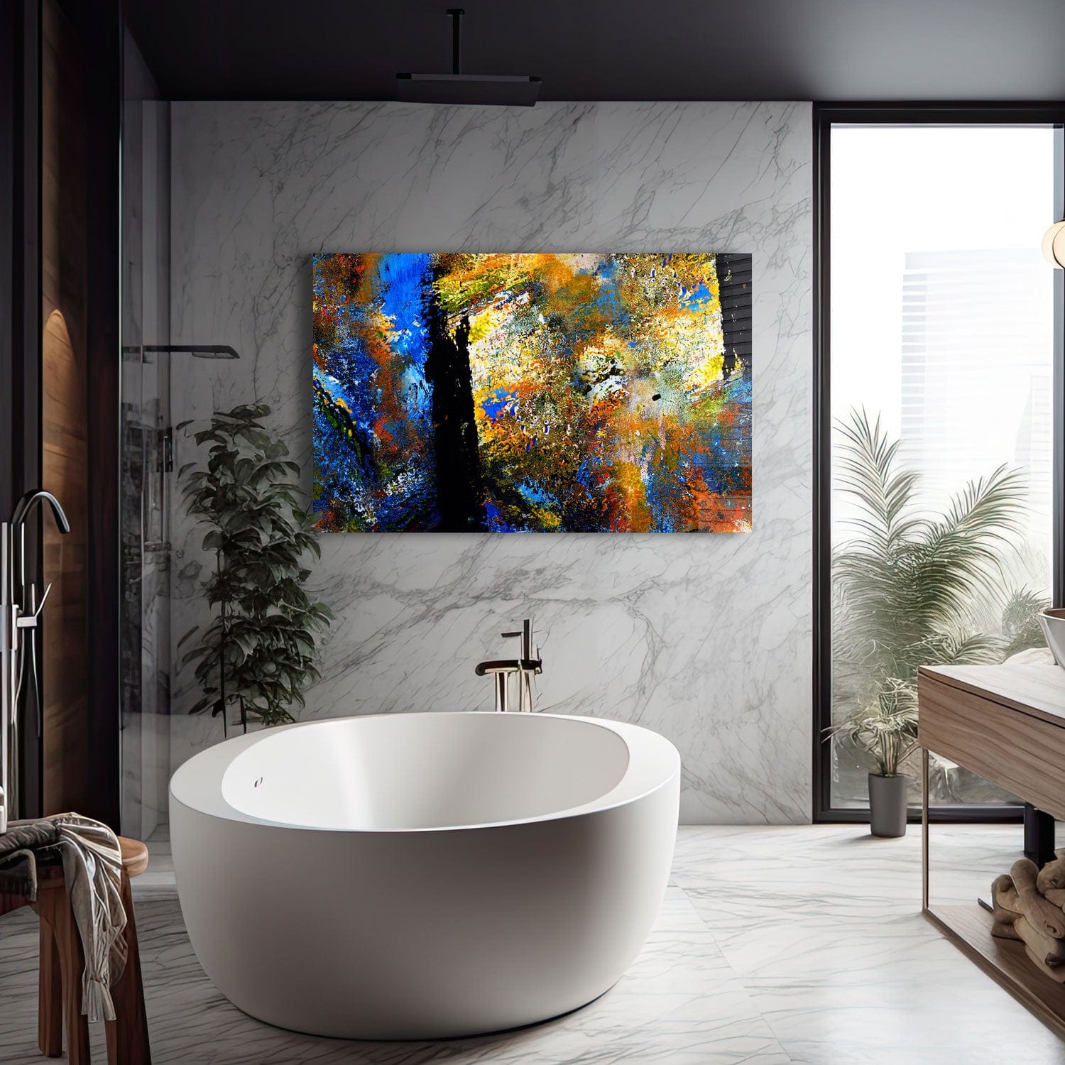 Abstract Face Tempered Glass Wall Art - Modern Home Decor for Living Room, Bedroom & Office | Shatter-Resistant & Stylish Design