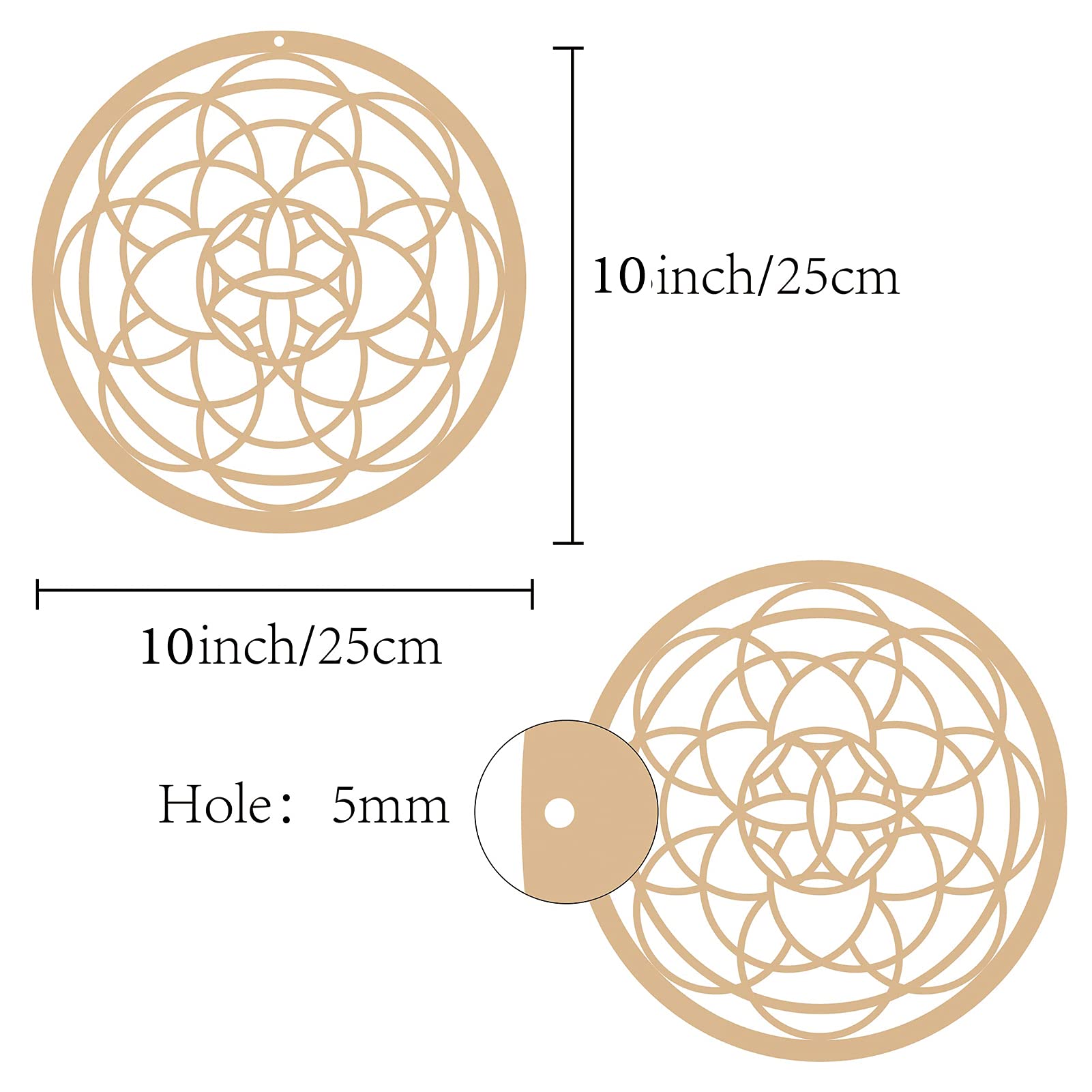 10 Inch Wood Flower Wall Decor - Laser Cut Sacred Geometry Crystal Grid Wall Art - Spiritual Symbol Hanging Decor for Home, Office & Yoga Studio - Perfect for Housewarming Gifts & Meditation Spaces
