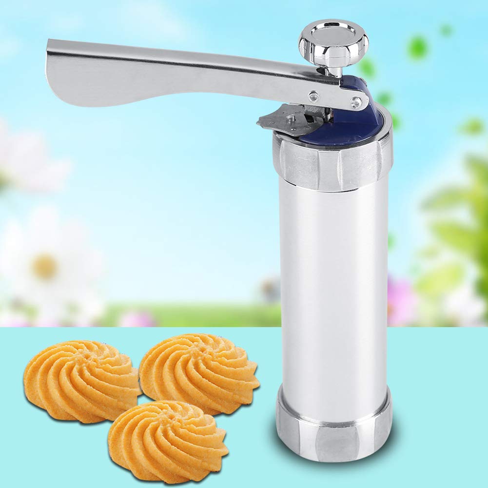 Stainless Steel Cookie Press Gun with 20 Nozzles - Baking Decorating Kit for Cookies, Cakes & Churros - Perfect for Christmas, Birthday, Party & Anniversary Celebrations (Ideal for Home Baking, Holiday Gifts & Professional Pastry Making)