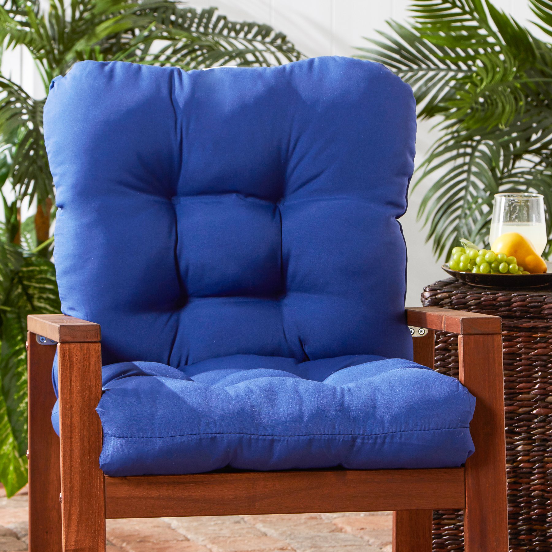 Greendale Home Fashions Outdoor Seat & Back Chair Cushion - Waterproof & UV Resistant - Blue Patio Furniture Cushion (Pack of 1) - Perfect for Poolside Lounging, Garden Chairs & Deck Furniture
