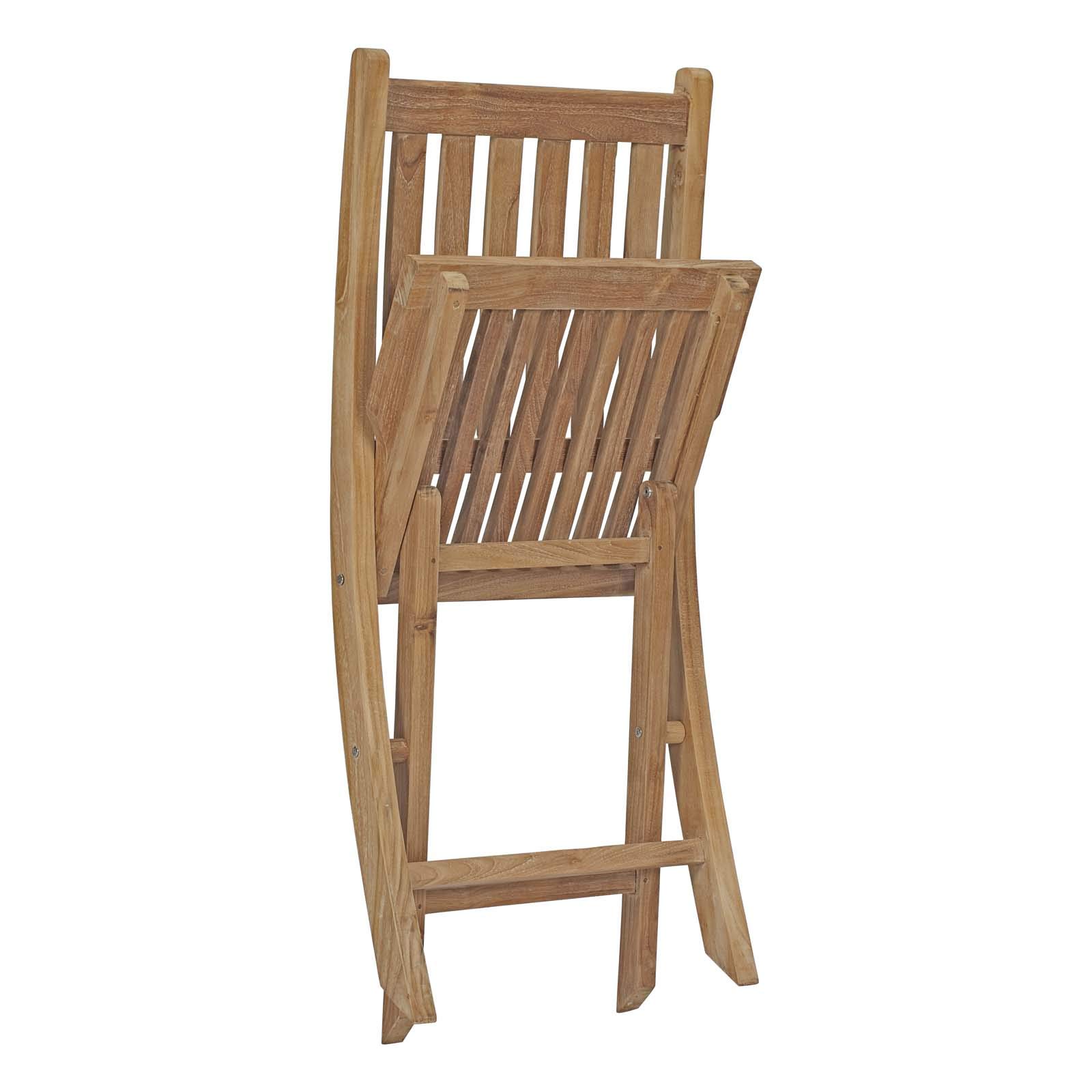 Modern Contemporary Outdoor Patio Dining Set - Wooden Balcony Garden Side Table & Chairs, Natural Finish - Perfect for Backyard, Poolside & Small Space Entertaining