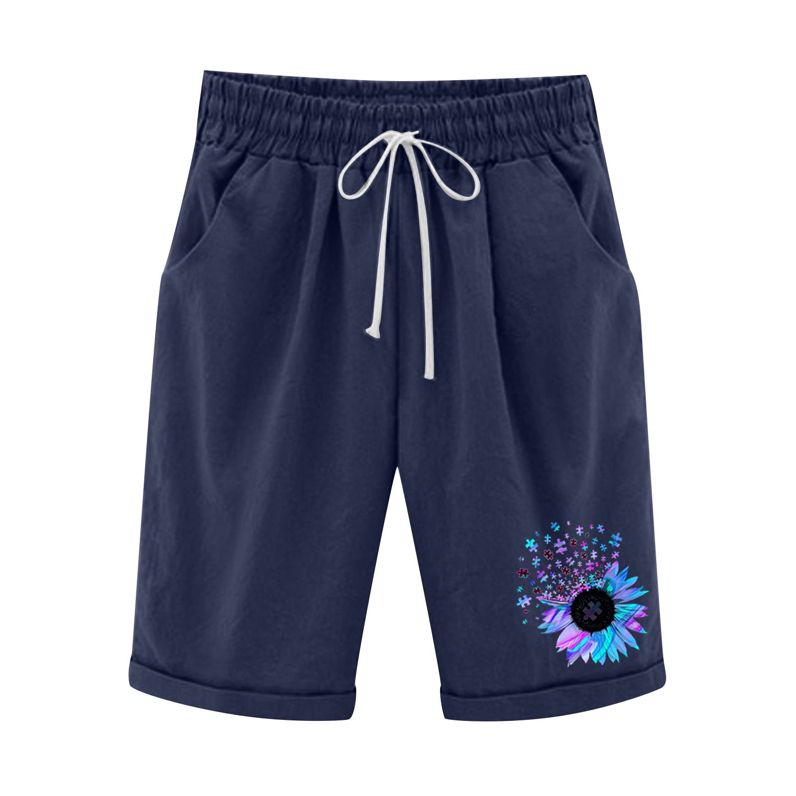 AMDBEL Women's Bermuda Shorts - 11/12 Inch Inseam, High Waisted Athletic Shorts for Walking & Exercise