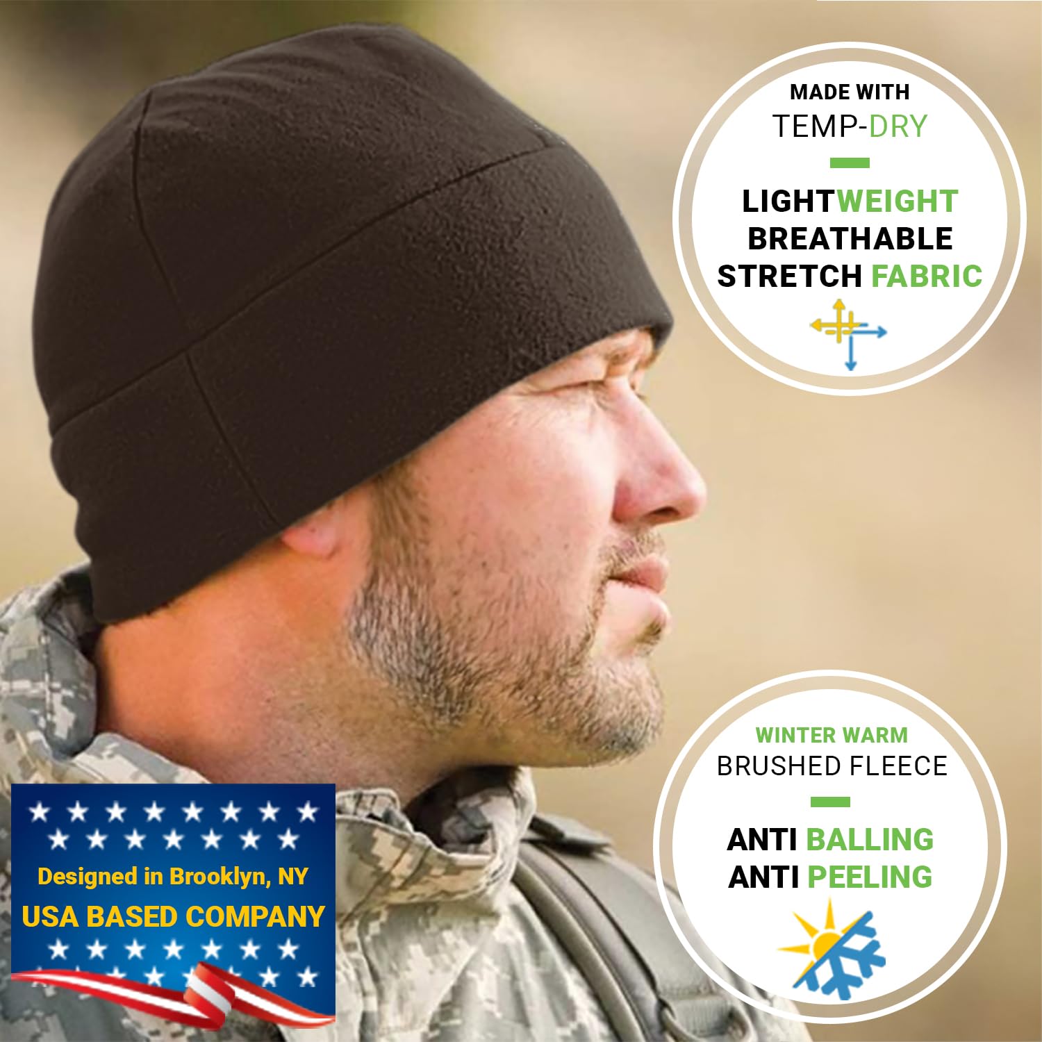 Tactical Fleece Watch Cap Beanie - Warm Skull Cap Fleece Hat for Men & Women - Perfect for Outdoor Activities, Hiking, and Winter Sports