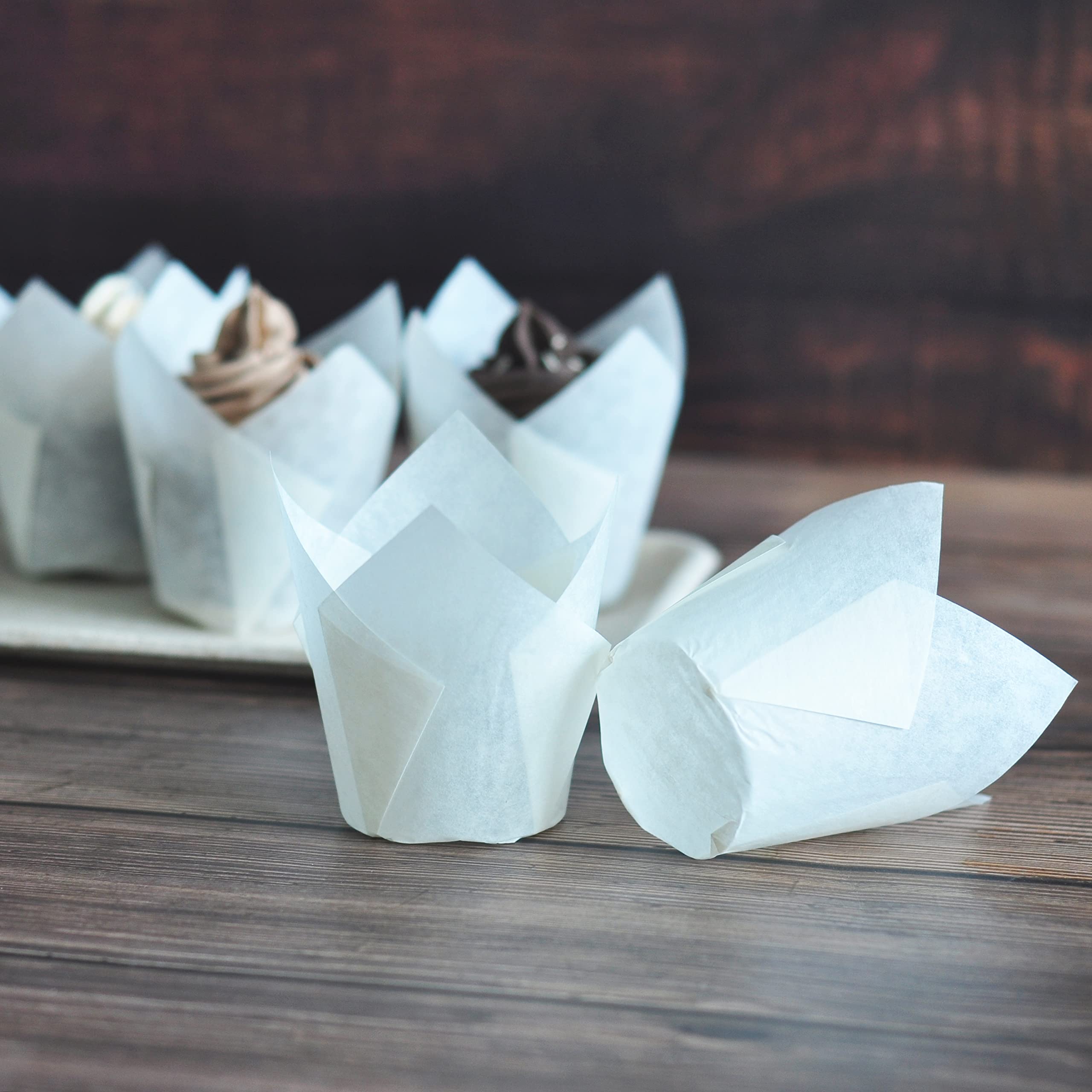 Premium White Tulip Baking Cups 2.25