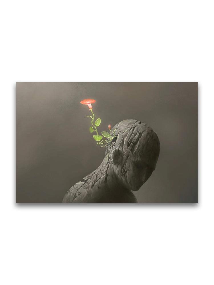 Smartprints Red Flower on Broken Human Poster - Vintage Wall Art for Home Decor, Office & Gifts - Perfect for Living Room, Bedroom & Studio Aesthetic
