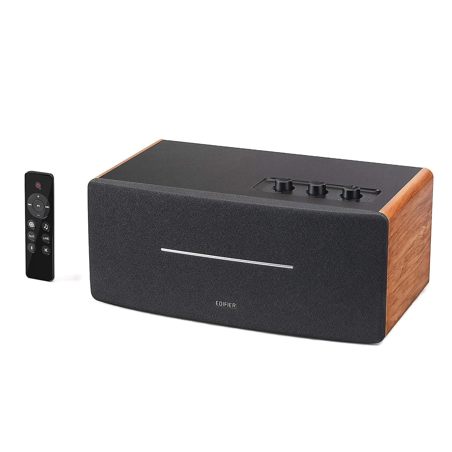 Edifier D12 Bluetooth 5.0 Computer Speakers - 70W RMS Wireless Stereo Desktop Speakers with Subwoofer Line Out, RCA & Aux Input for PC, Monitor, Laptop - Wooden Enclosure for Home Office, Gaming & Music Listening