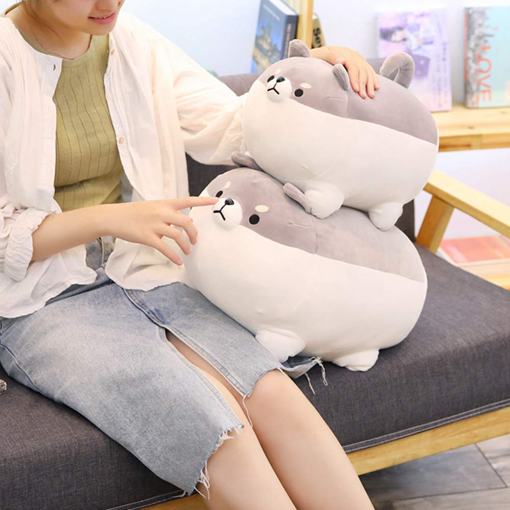 Shiba Inu Plush Pillow - Cute Corgi Stuffed Animal Toy, Soft Dog Doll Gift for Valentine's Day, Christmas, Birthday (Gray, 15.7 Inches) - Perfect for Home Decor, Kids Room, Cuddling & Gift Giving