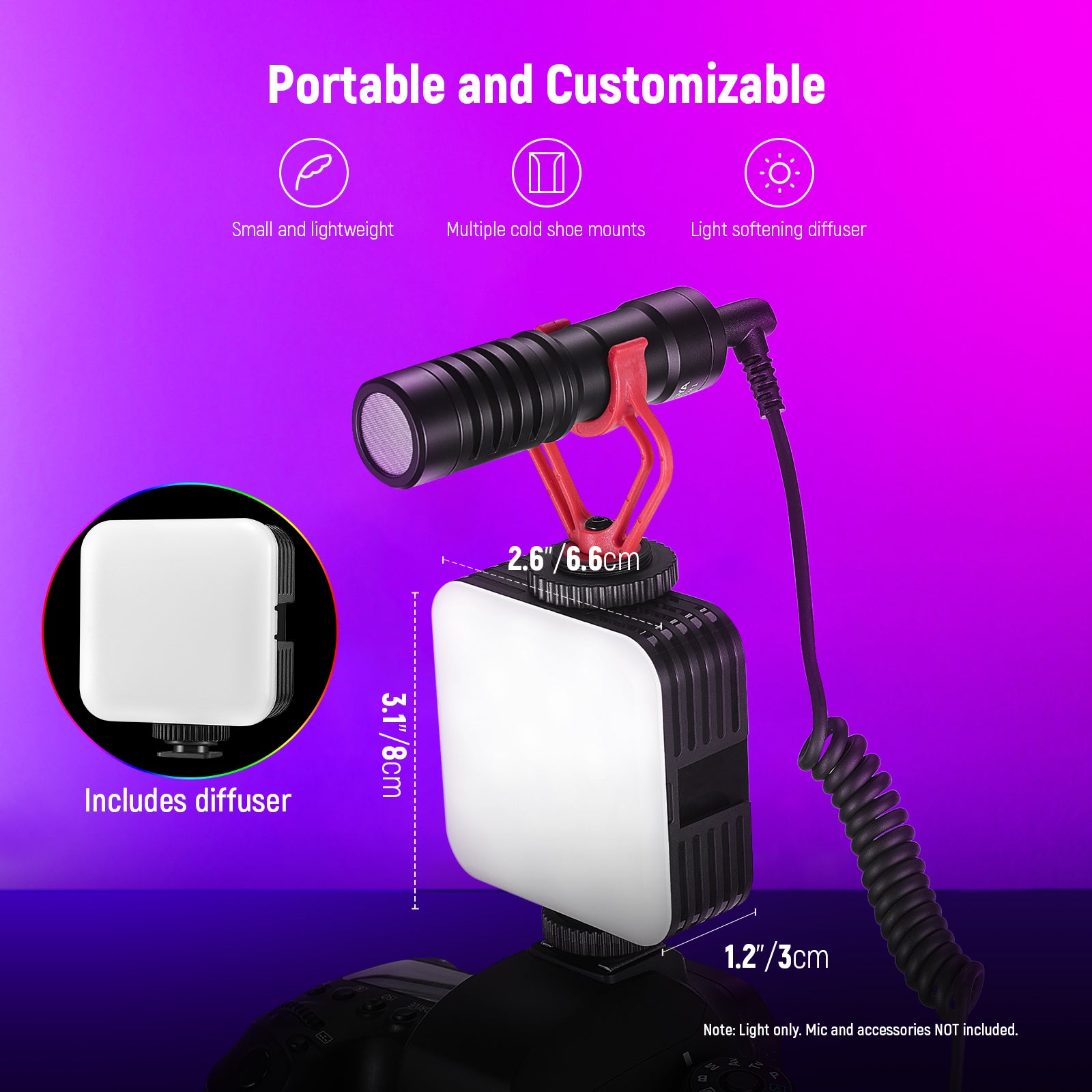 NEEWER RGB61 Magnetic LED Video Light with 360° Adjustable Stand - Perfect for YouTube, TikTok, Vlogging & Photography Lighting