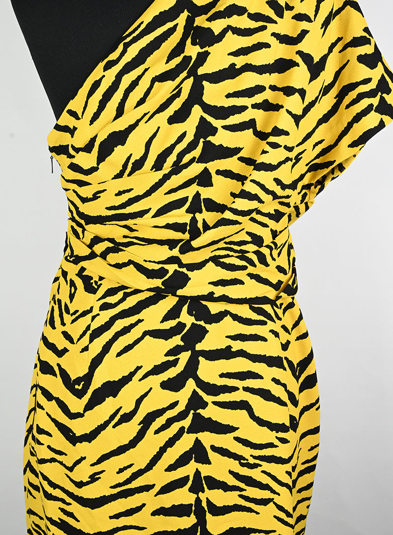 Saint Laurent Yellow and Black Animal Print Dress Size 40 - Perfect for Evening Parties and Special Occasions