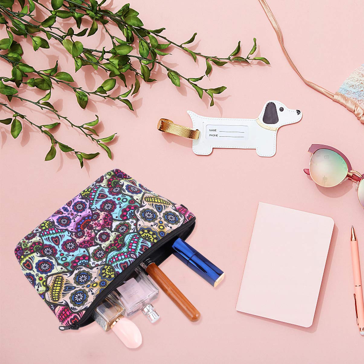 Skull Pattern Cosmetic Makeup Bag for Women - Waterproof Travel Toiletry Pouch & Beauty Organizer - Perfect for Gym, Vacation, and Daily Essentials Storage