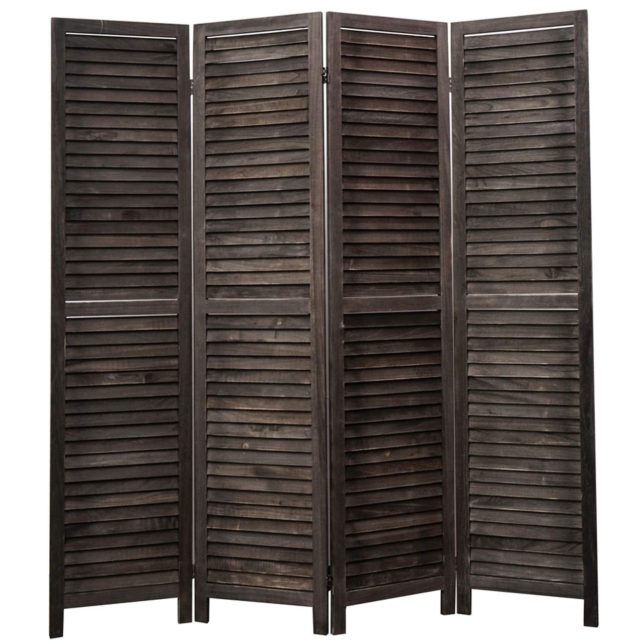 Legacy Decor 4-Panel Wooden Room Divider - Black Louvered Shutters for Home, Office & Privacy | Perfect for Room Separation, Decoration & Space Organization