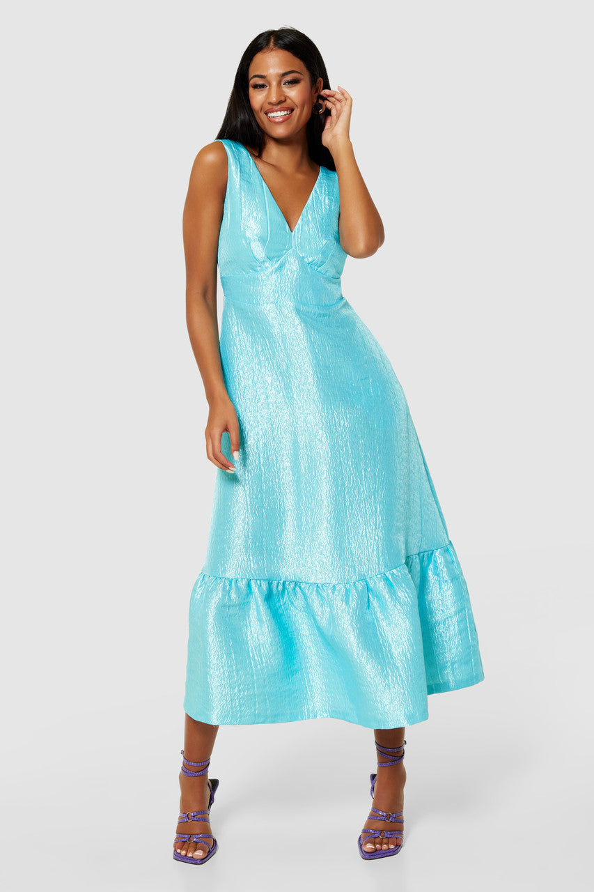 Bonnie A-Line Crinkle Dress for Women - Flowy Blue Summer Dress - Perfect for Beach, Vacation & Casual Outings