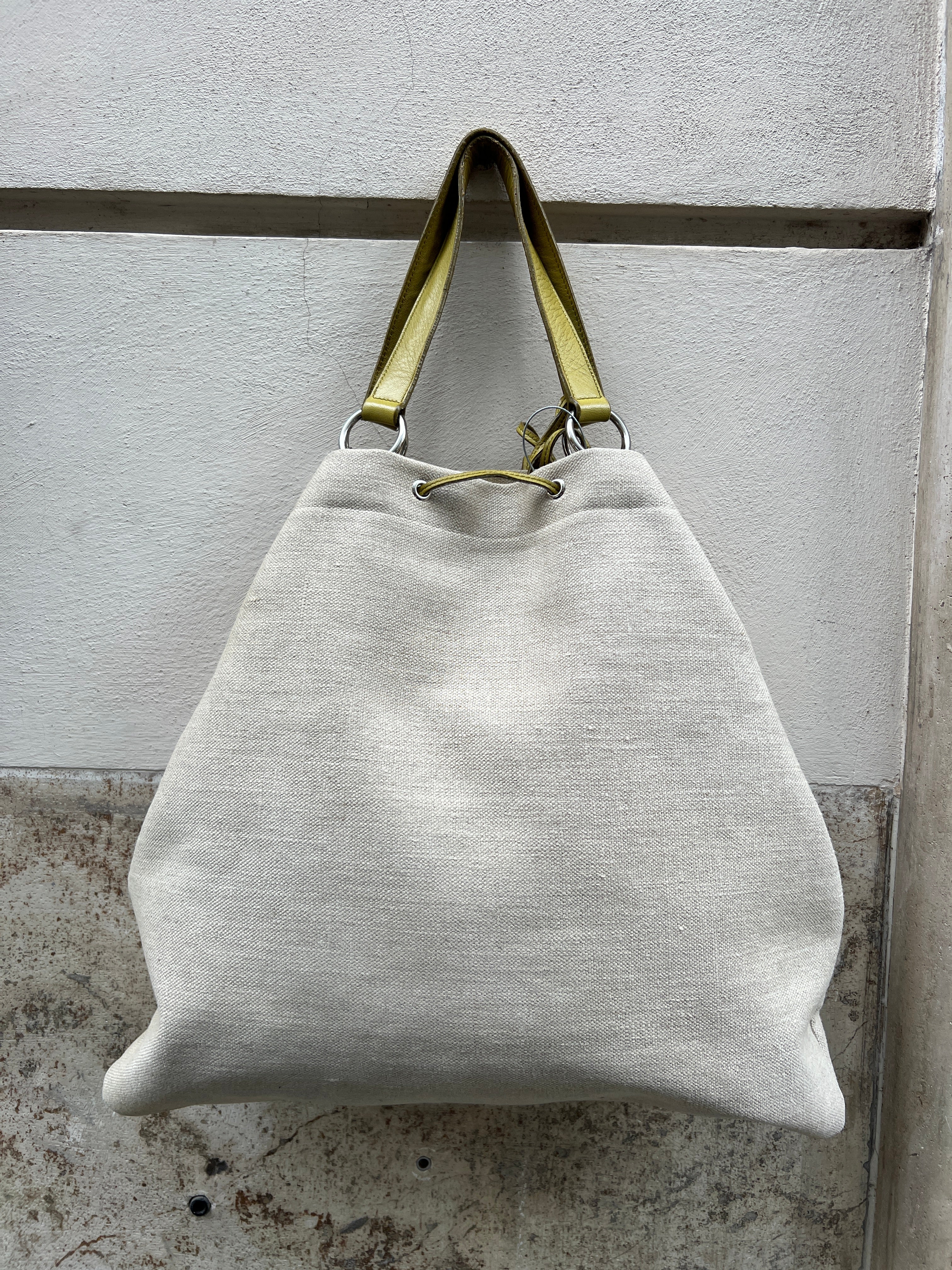 Saint Laurent Pistachio Canvas Shopper Tote Bag - Stylish & Spacious for Work, Travel & Everyday Use